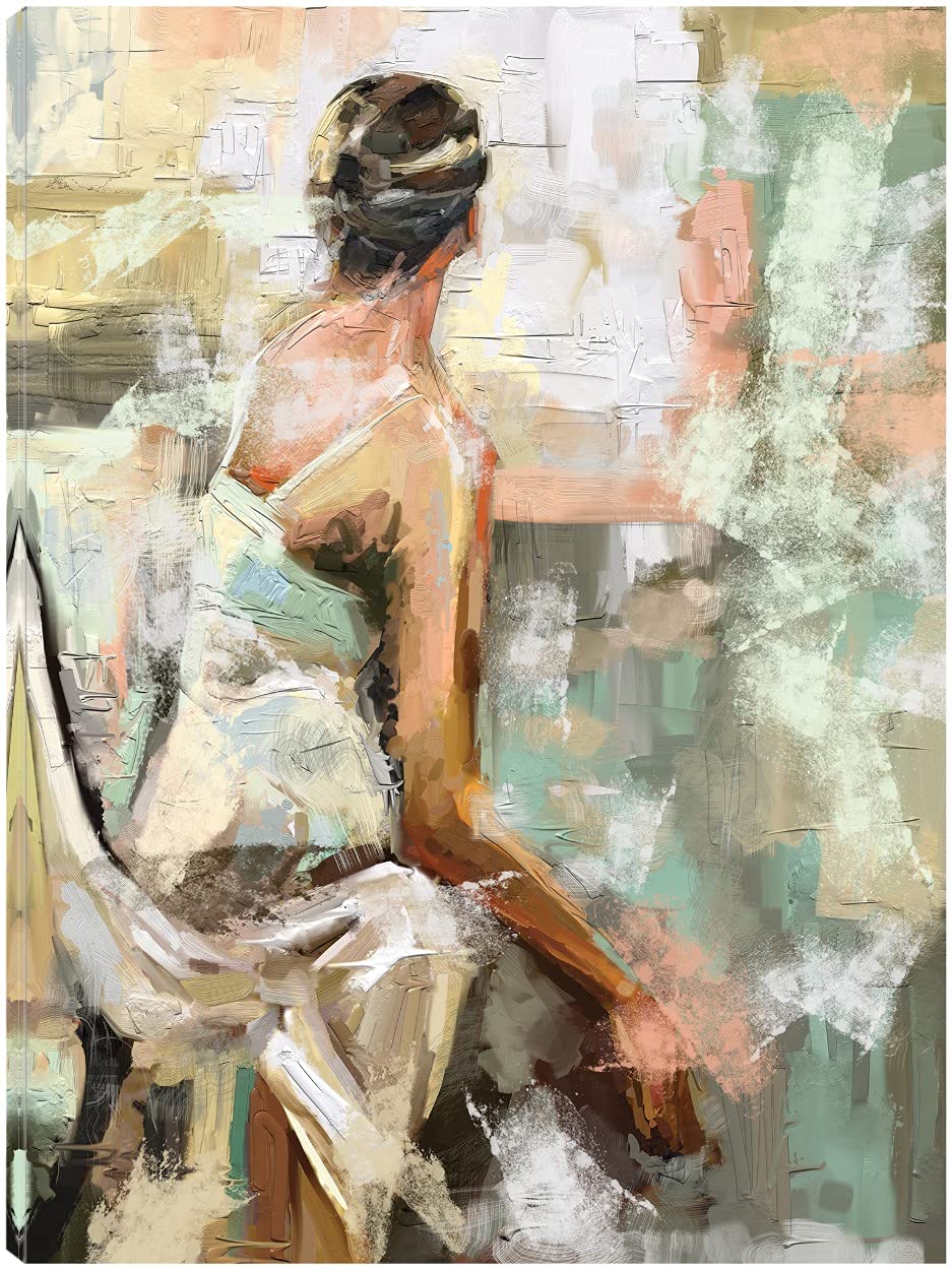 Intuition I Abstract Canvas Wall Art - 32x43 Inch Ready to Hang Painting for Living Room, Bedroom, Office Decor | Modern Home & Commercial Spaces
