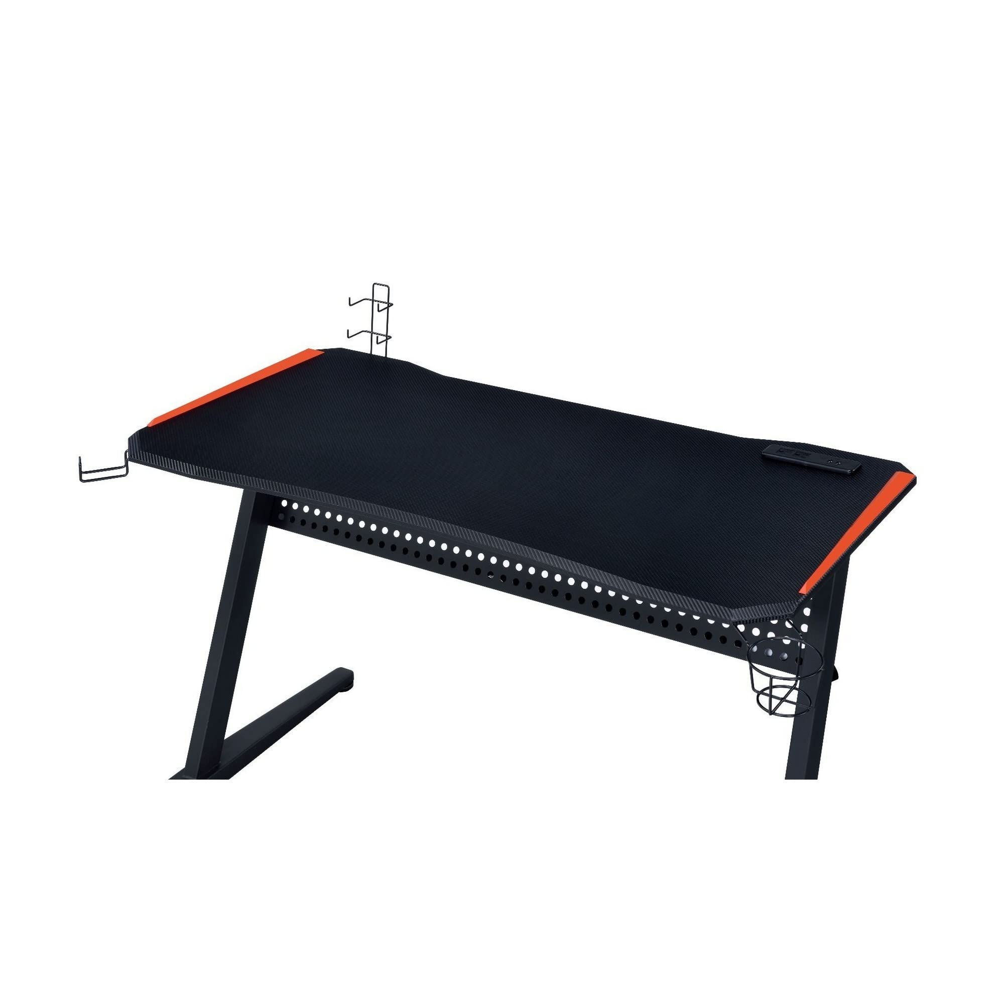 Benjara Black MDF Gaming Table with Cup Holders & Controller Stand - Perfect for PC, Console Gaming & Home Office Setup