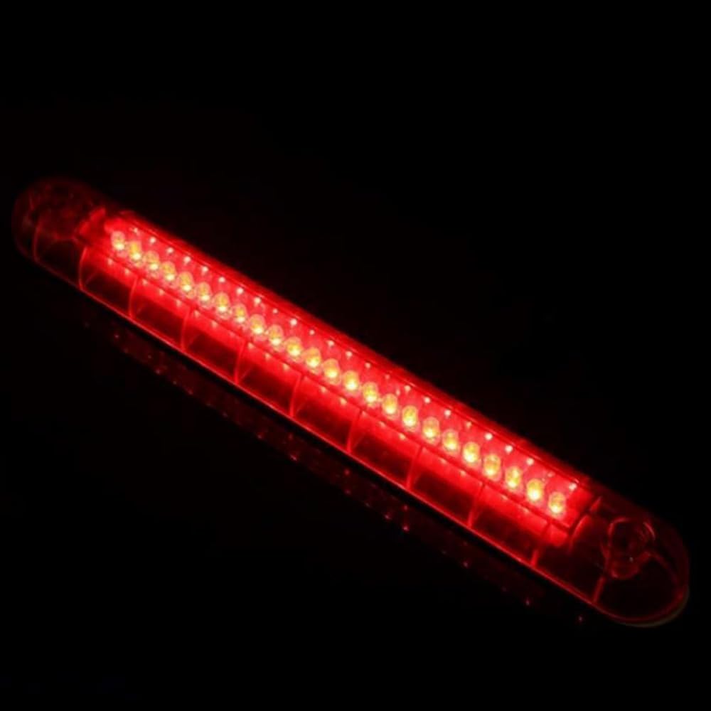 Universal 12V Third Brake Light Assembly - 24 LED High Mount Stop Light Bar for Camper Shells, Trailers & Cargo Vehicles (Red) | Durable & Bright Safety Lighting for Night Driving & Road Visibility