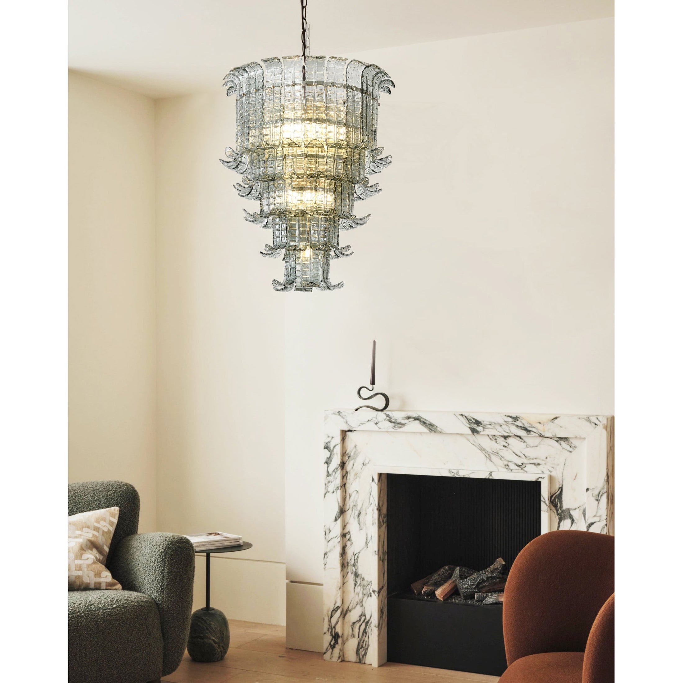 Murano Glass Palm Leaf Chandelier - Elegant Venetian Style Ceiling Light Fixture for Dining Room, Living Room, or Bedroom Decor