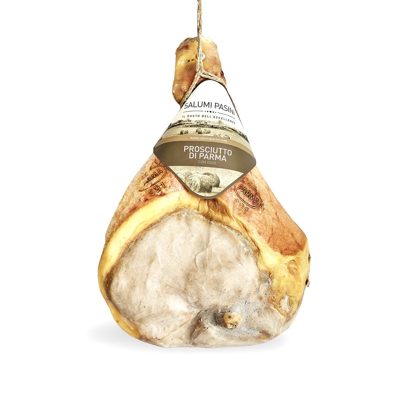 Authentic Prosciutto di Parma D.O.P. Bone-In Ham - Premium Pasini Salumi, 10.5 kg - Perfect for Charcuterie Boards, Italian Antipasti & Gourmet Cooking