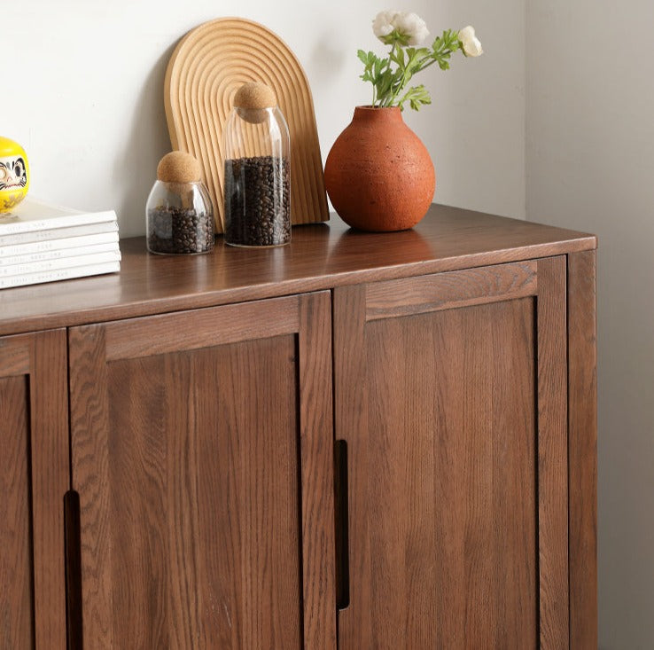 Oak Solid Wood Nordic Sideboard - Modern Scandinavian Buffet Cabinet for Dining Room & Living Room Storage