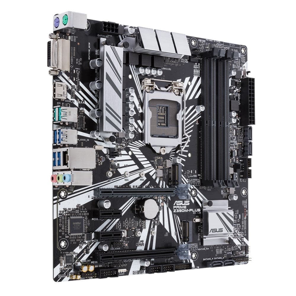 ASUS PRIME Z390M PLUS LGA 1151 Micro ATX Motherboard - Intel Z390 Chipset, DDR4 Support, Dual M.2, USB 3.1 Gen2 - Perfect for Gaming PC Builds and Home Office Workstations