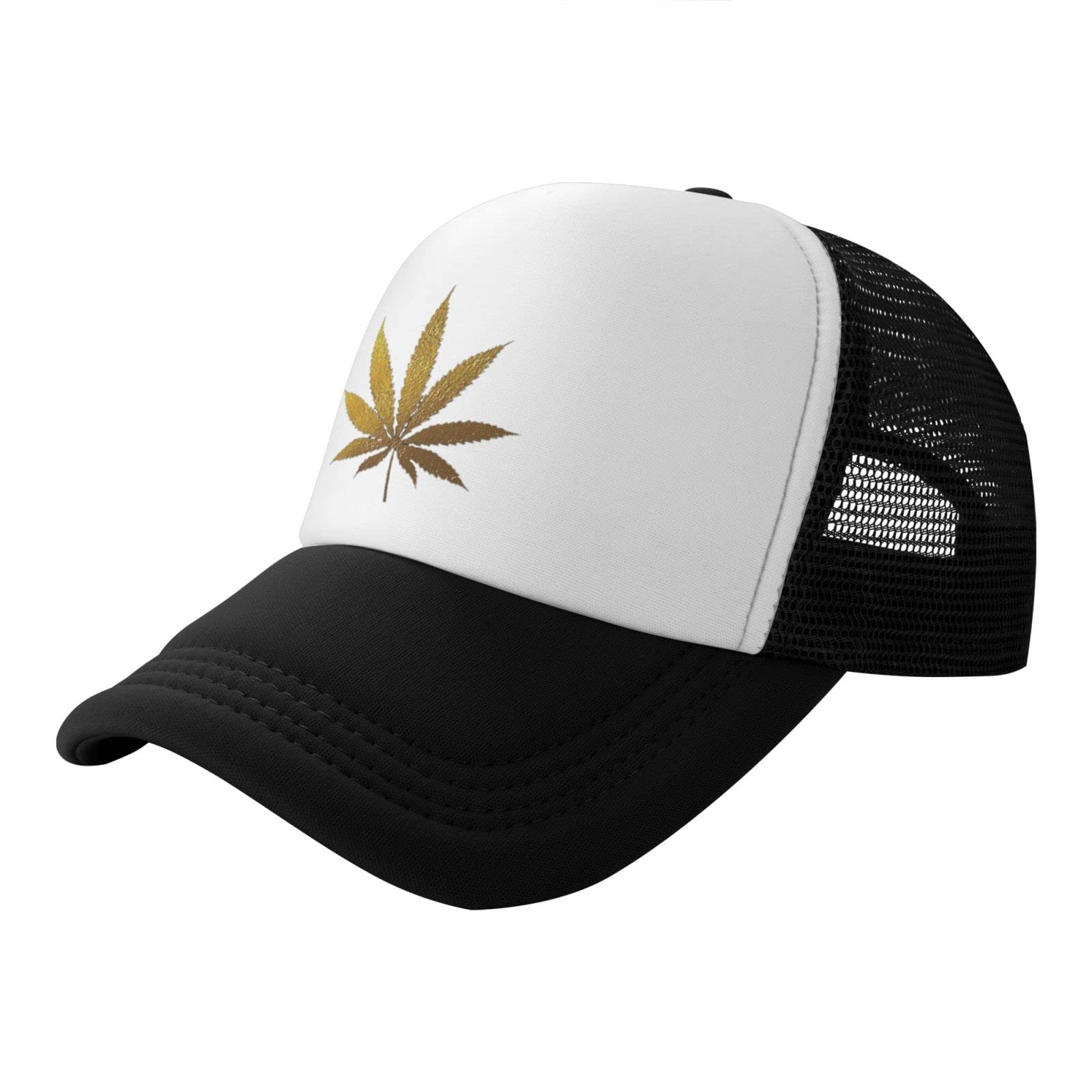 Gold Weed Trucker Hat - Breathable Mesh Baseball Cap for Men & Women | Outdoor Sports, Sun Protection & Casual Wear | Perfect for Hiking, Fishing & Summer Activities