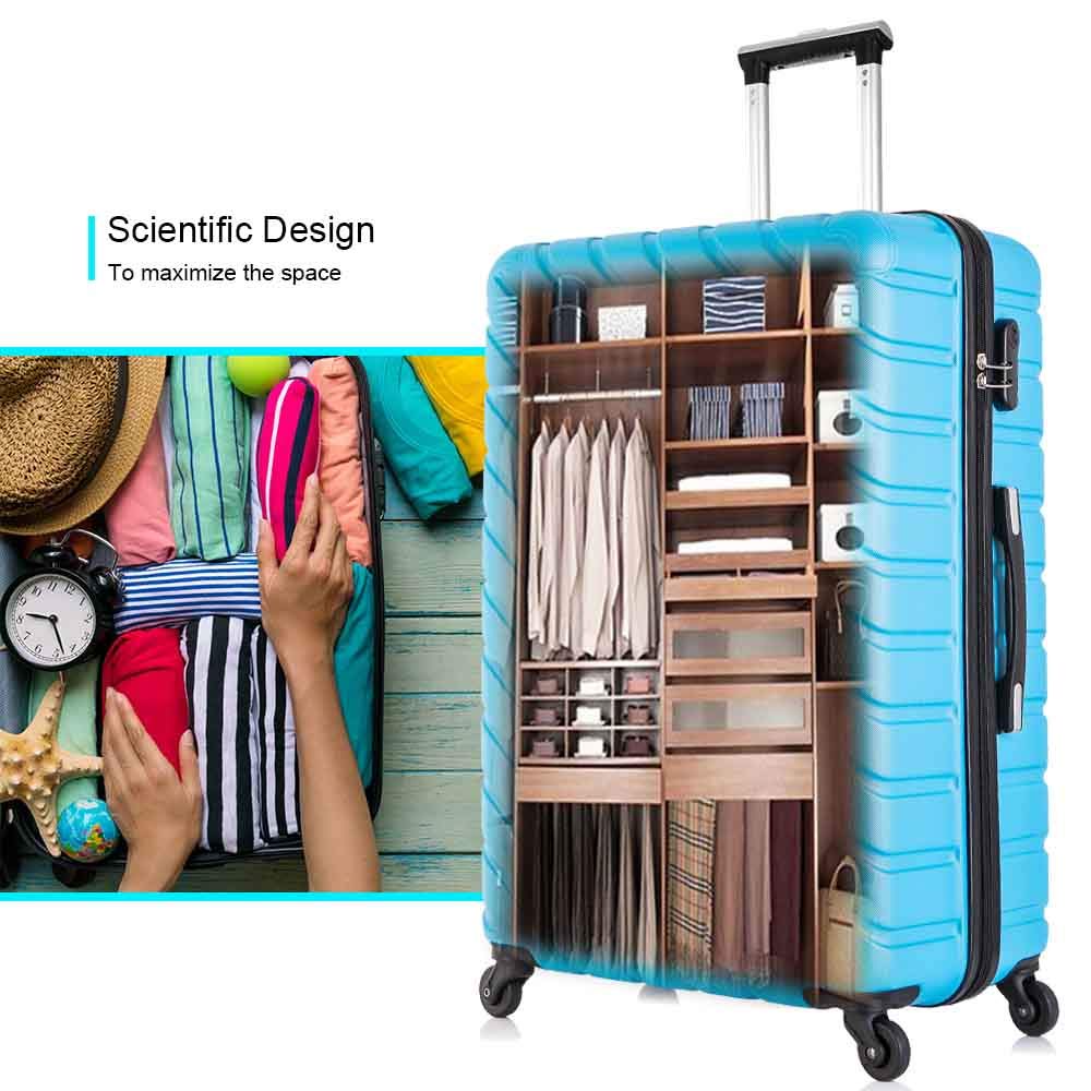 Apelila ABS Hardshell Luggage Set with 360° Spinner Wheels - 4-Piece Carry-On Suitcases (Sky Blue) | Perfect for Air Travel, Business Trips & Family Vacations