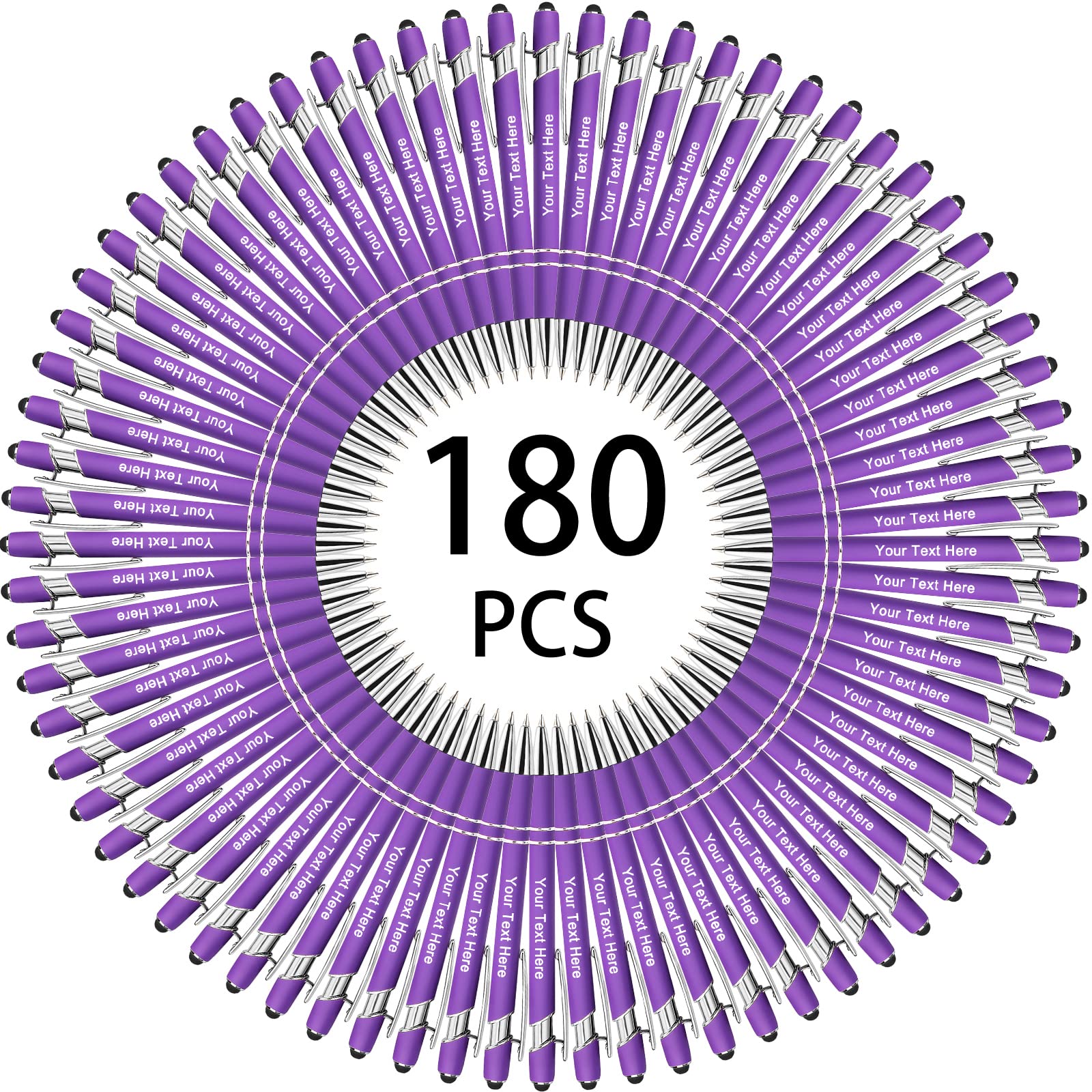 500 Bulk Custom Engraved Ballpoint Pens with Stylus Tip - Retractable Multi-Color Business Pens with Black Ink for Office, Graduation Gifts & Journaling - Perfect for Corporate Branding, Signatures & Note-Taking