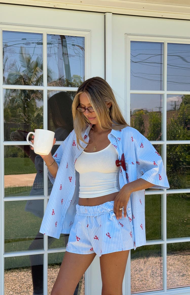 Alexea Women's Lobster Print Pajama Shorts - Soft Sleepwear & Lounge Shorts for Summer Nights, Beach Vacations, and Relaxing at Home
