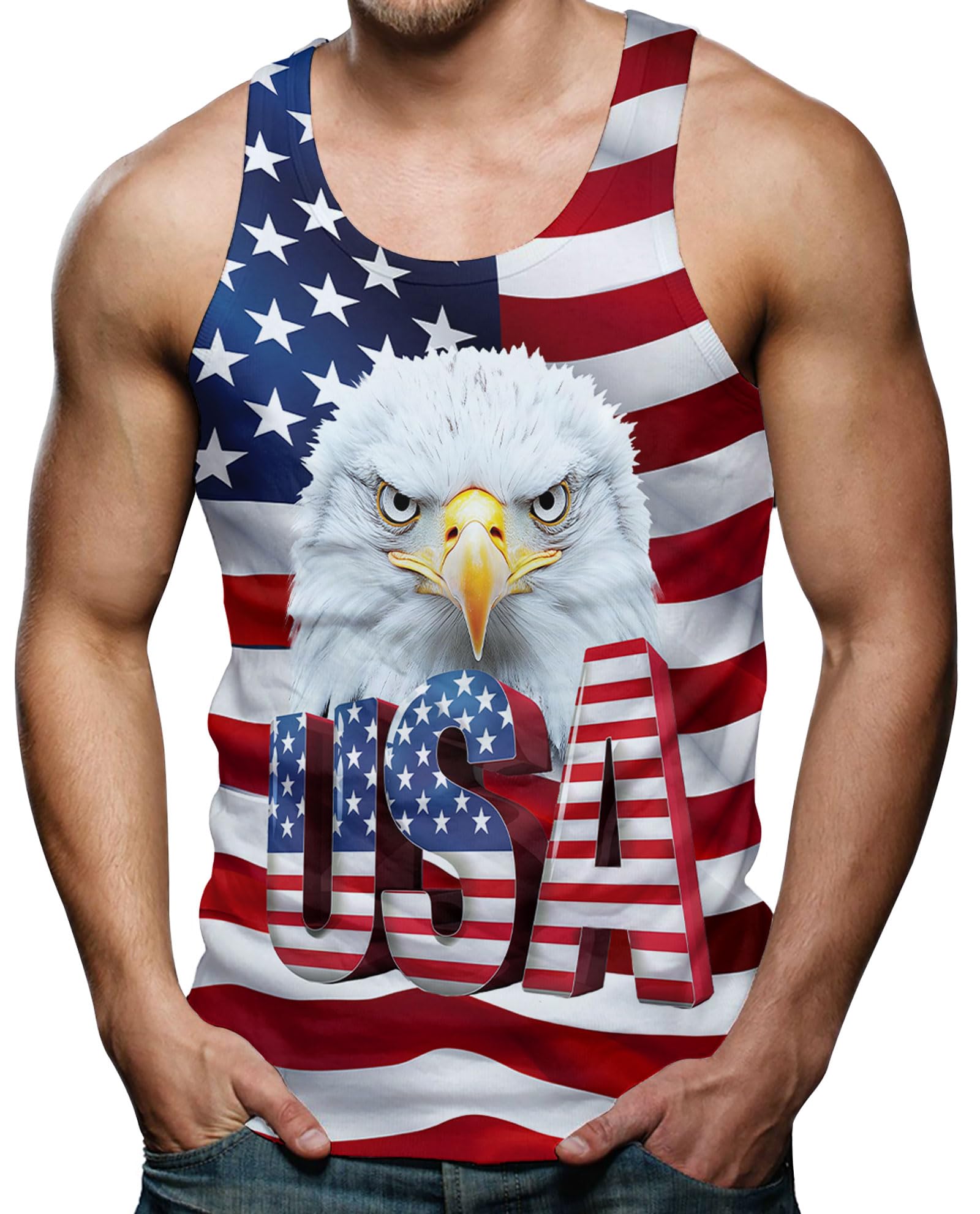 Raisevern Men's Funny 3D Graphic Tank Top - Sleeveless Summer Workout Shirt for Gym, Sports & Casual Wear | Lightweight & Breathable Activewear for Running, Fitness & Outdoor Activities