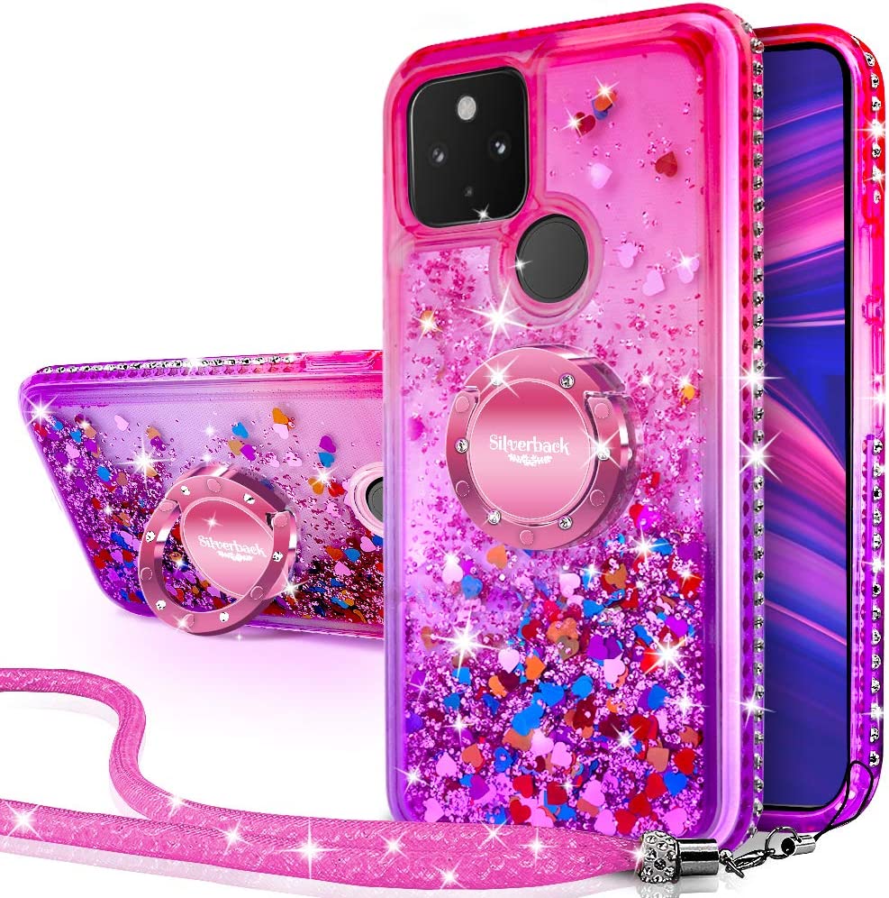 Google Pixel 4a 5G Case - Rose Gold Holographic Glitter Phone Cover with Liquid Sparkle Effect | Protective Slim Fit Shockproof Case for Everyday Use & Travel