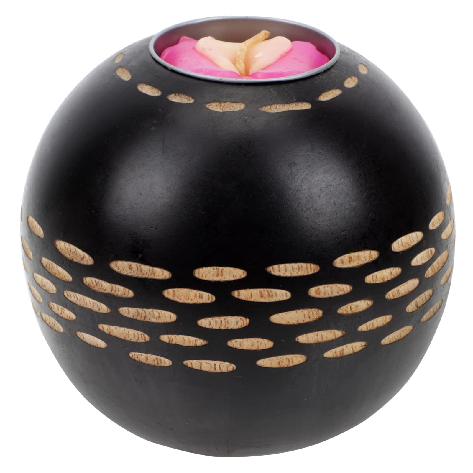 Vintage Wooden Candle Holder - Tealight & Votive Candle Stand - Black Decorative Home Fragrance Container for Table, Wedding, Dinner Party Decor