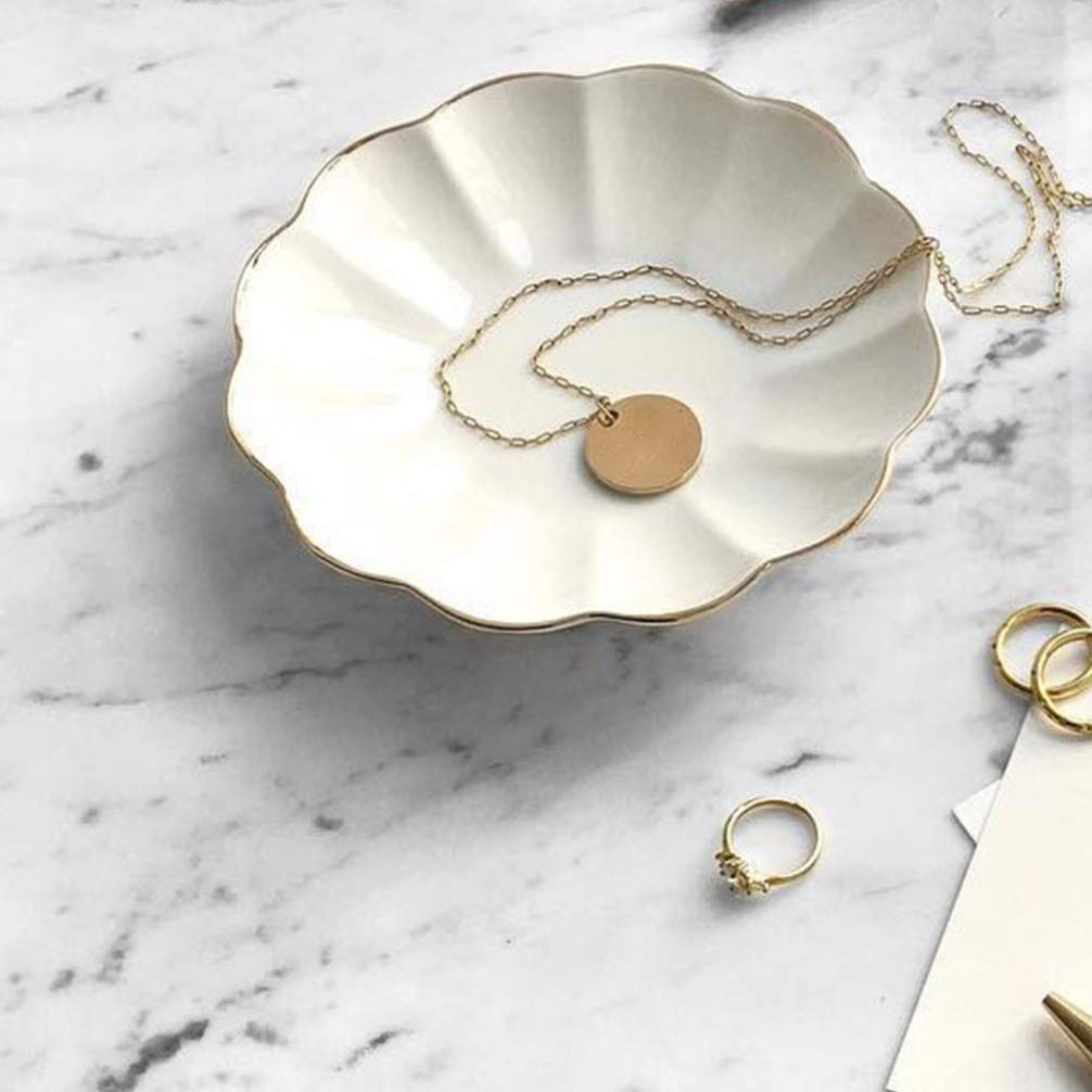 Beaupretty Ceramic Serving Bowl - Elegant Flower-Shaped Dish for Fruits, Snacks, Nuts, Candy & Jewelry | Perfect for Home, Restaurant & Office | Great for Parties, Dessert Display & Table Decor
