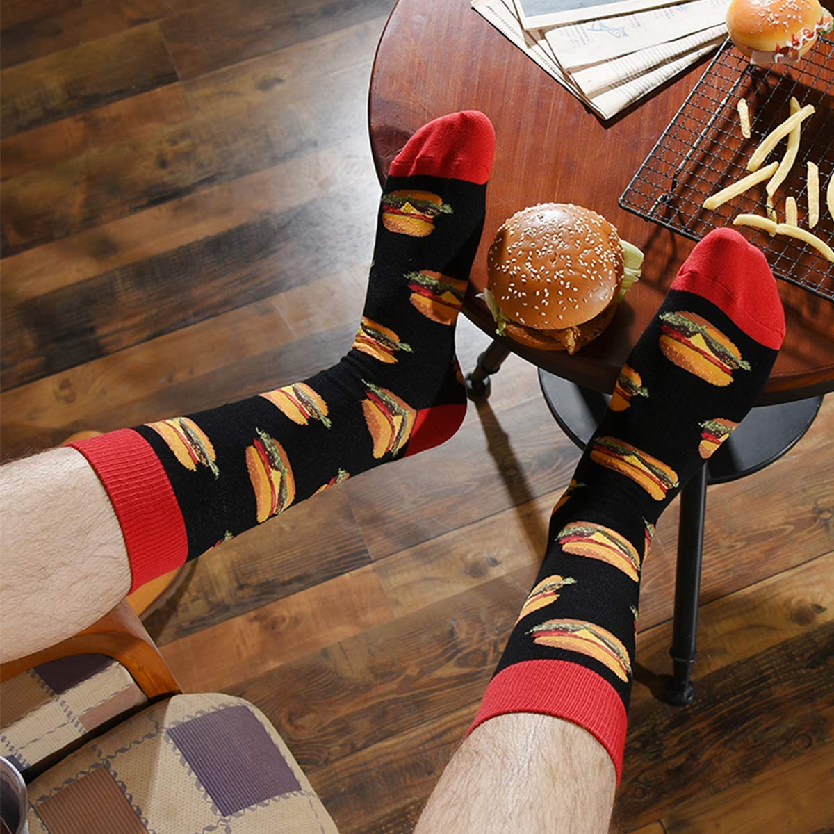 HSELL Men's Fun Patterned Dress Socks - Novelty Crazy Design Cotton Socks for Men - Perfect Gift for Christmas, Office & Casual Wear