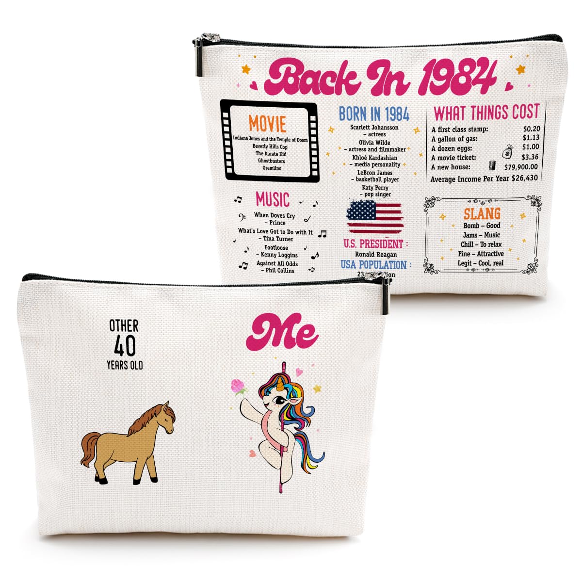 Funny 40th Birthday Gifts for Women - Cute Cosmetic Makeup Bag for Wife, Mom, Sister, Aunt - Perfect 40 Year Old Party Decorations & Anniversary Present - Great for Birthday Celebrations, Travel & Daily Use