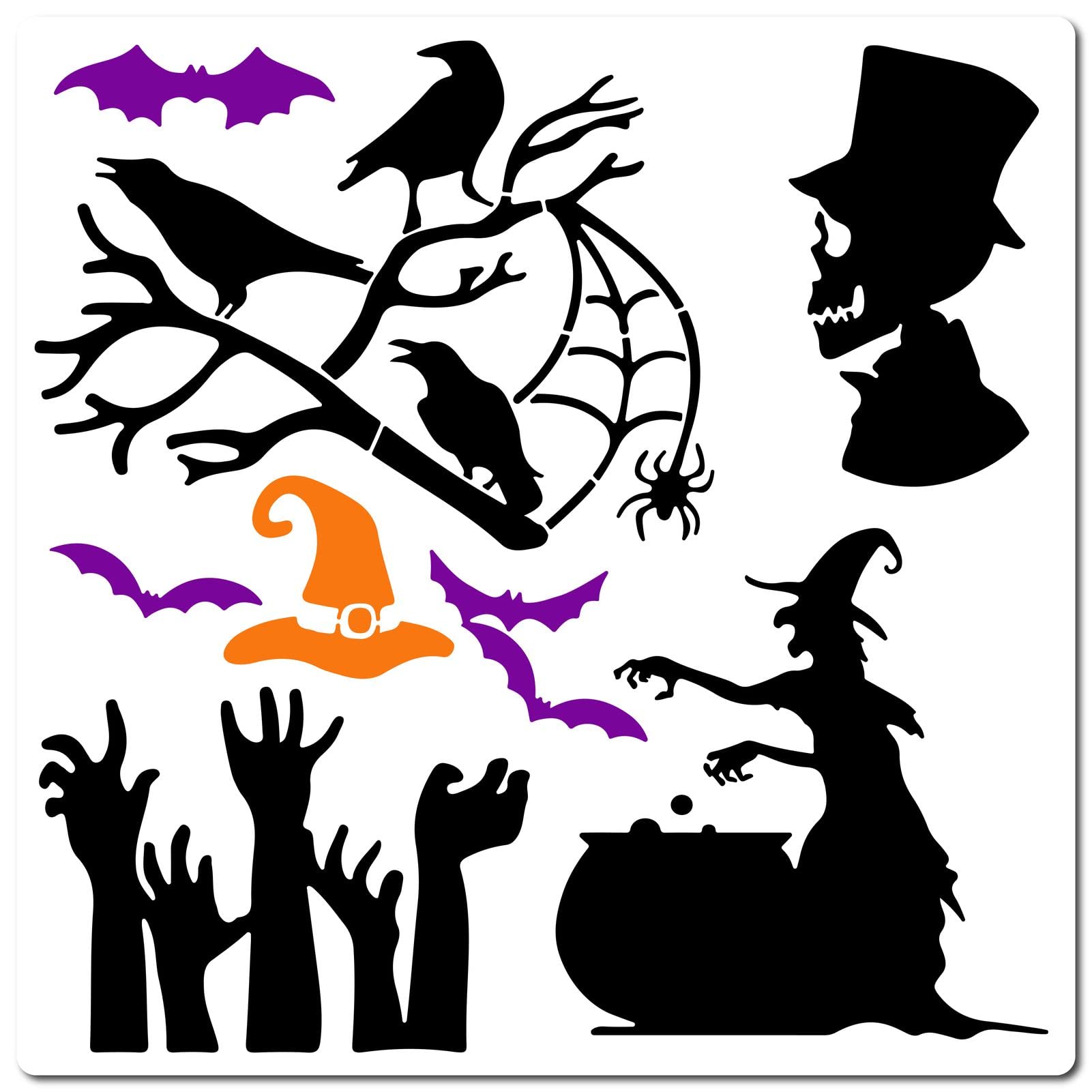 GORGECRAFT 12x12 Inch Halloween Stencils - Reusable Ghost & Bat Template for Painting on Wood, Wall, Canvas, Tile - Perfect for DIY Decor, Scrapbooking & Spooky Party Decoration
