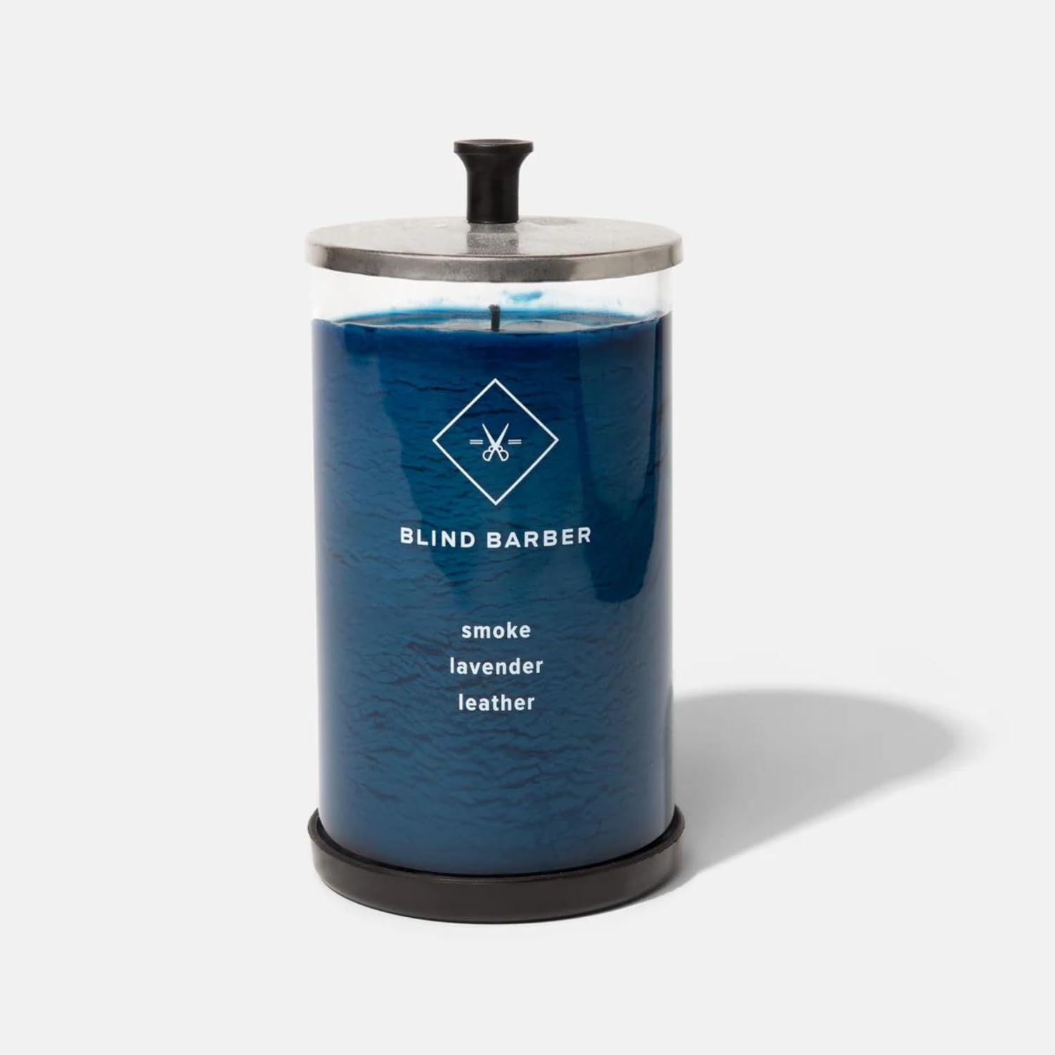 Blind Barber Tompkins Scented Candle - Premium Long-Lasting Soy Wax Candle for Men with Leather, Smoke & Lavender Fragrance - 23.6oz Barber-Style Glass Jar (100-Hour Burn Time) - Perfect for Home Decor, Gifts, Relaxation & Aromatherapy