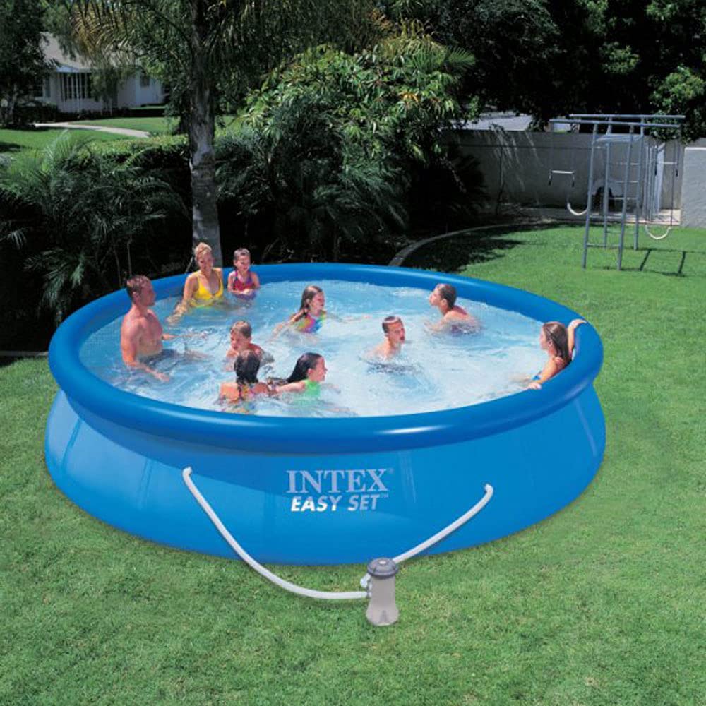 Intex 10ft x 30in Round Metal Frame Above Ground Swimming Pool with Filter Pump - Perfect for Backyard Fun, Summer Parties & Family Relaxation