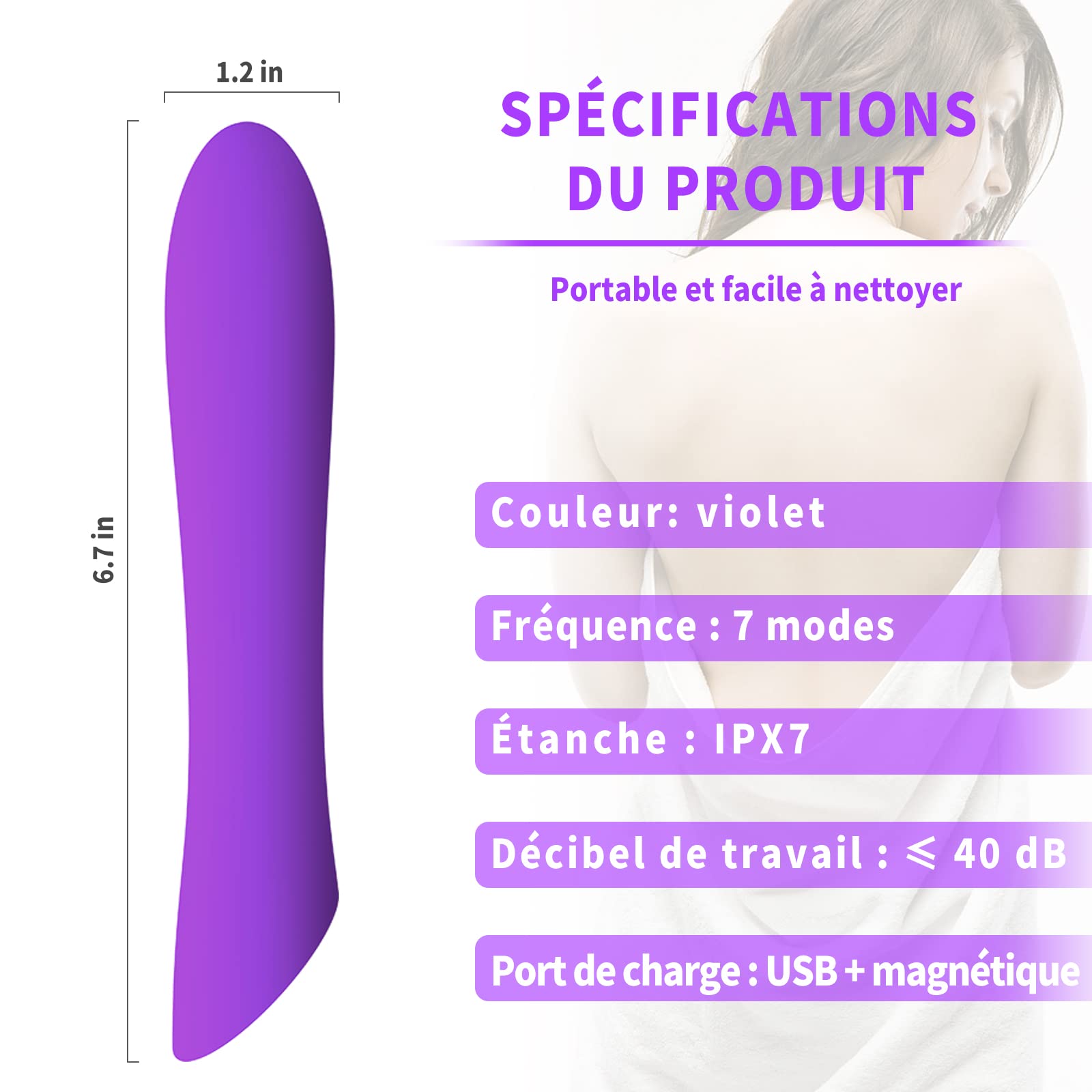 Powerful Rechargeable 7-Speed Vibrating Clitoral & G-Spot Stimulator - Waterproof Silicone Vibrator for Women & Couples - Purple - Perfect for Solo Play, Foreplay & Couples Intimacy