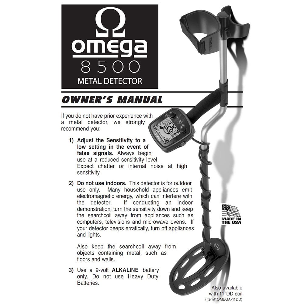 Teknetics Omega 8500 Metal Detector - Digital LCD Display with Instruction Manual for Treasure Hunting, Beach Combing & Gold Prospecting