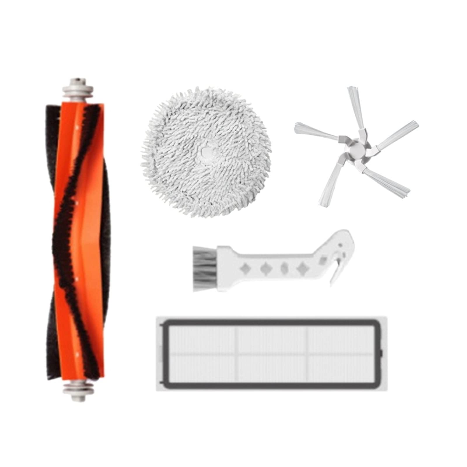 5Pcs Vacuum Cleaner Replacement Parts Kit for Xiaomi Dreame W10/W10 Pro Robot - Main Brush, Side Brush, HEPA Filter & Removable Mop Cloth (Chocolate) - Perfect for Hardwood Floors & Pet Hair Cleaning