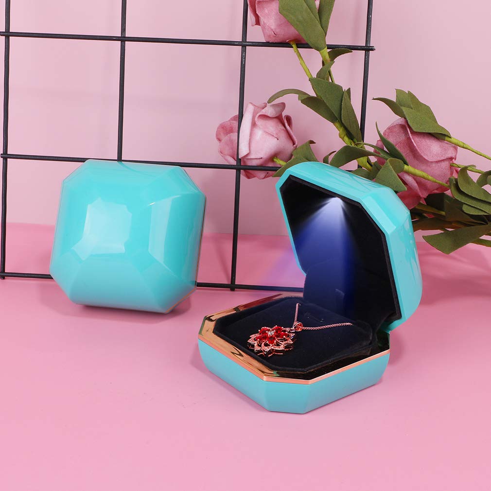 iSuperb LED Pendant Necklace Jewelry Gift Box - Elegant Bracelet Display Case for Couples, Proposal, Engagement, Wedding & Valentine's Day Gifts (Blue) - Perfect for Romantic Surprises & Special Occasion Gift Giving
