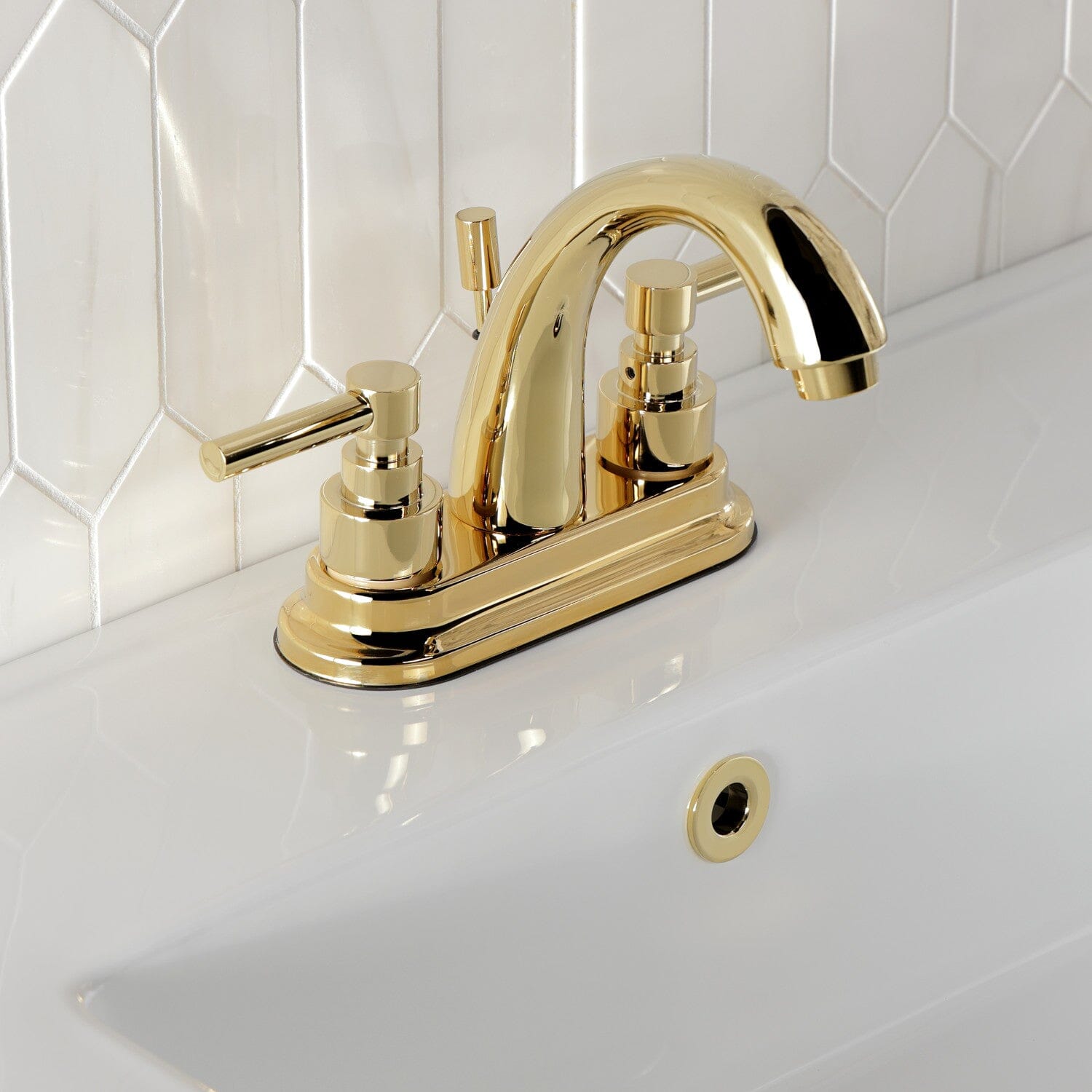 Elinvar 4 Inch Centerset Bathroom Faucet - Double Handle Deck Mount 3 Hole Brass Pop-Up Drain - Perfect for Bathroom Sink Vanity and Powder Room Remodel
