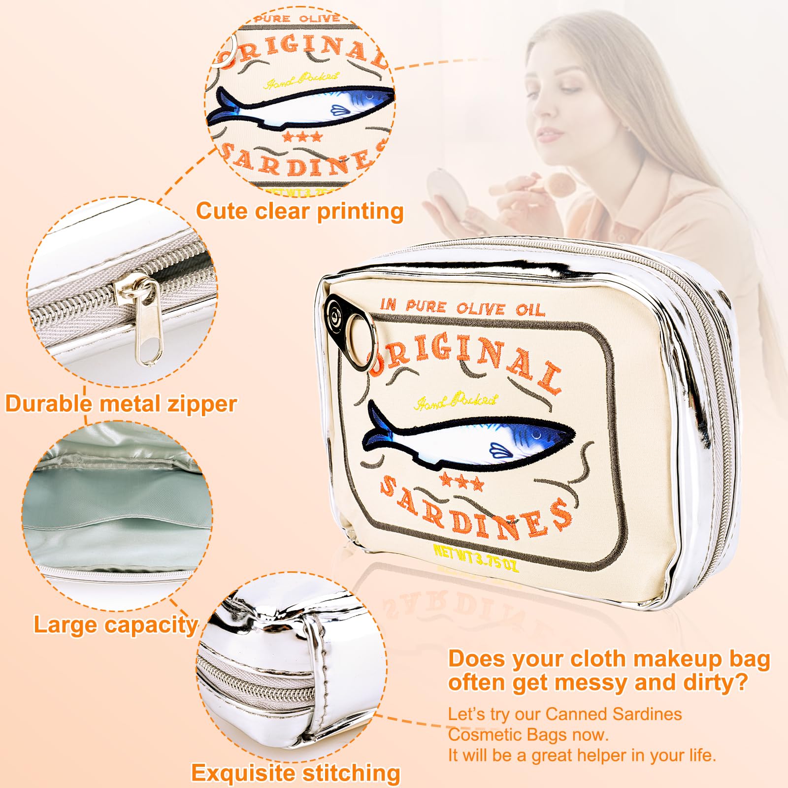 Canned Sardines Style Makeup Bag - Cute & Creative Travel Toiletry Bag for Women | Aesthetic Cosmetic Pouch for Gym, Beach & Vacation