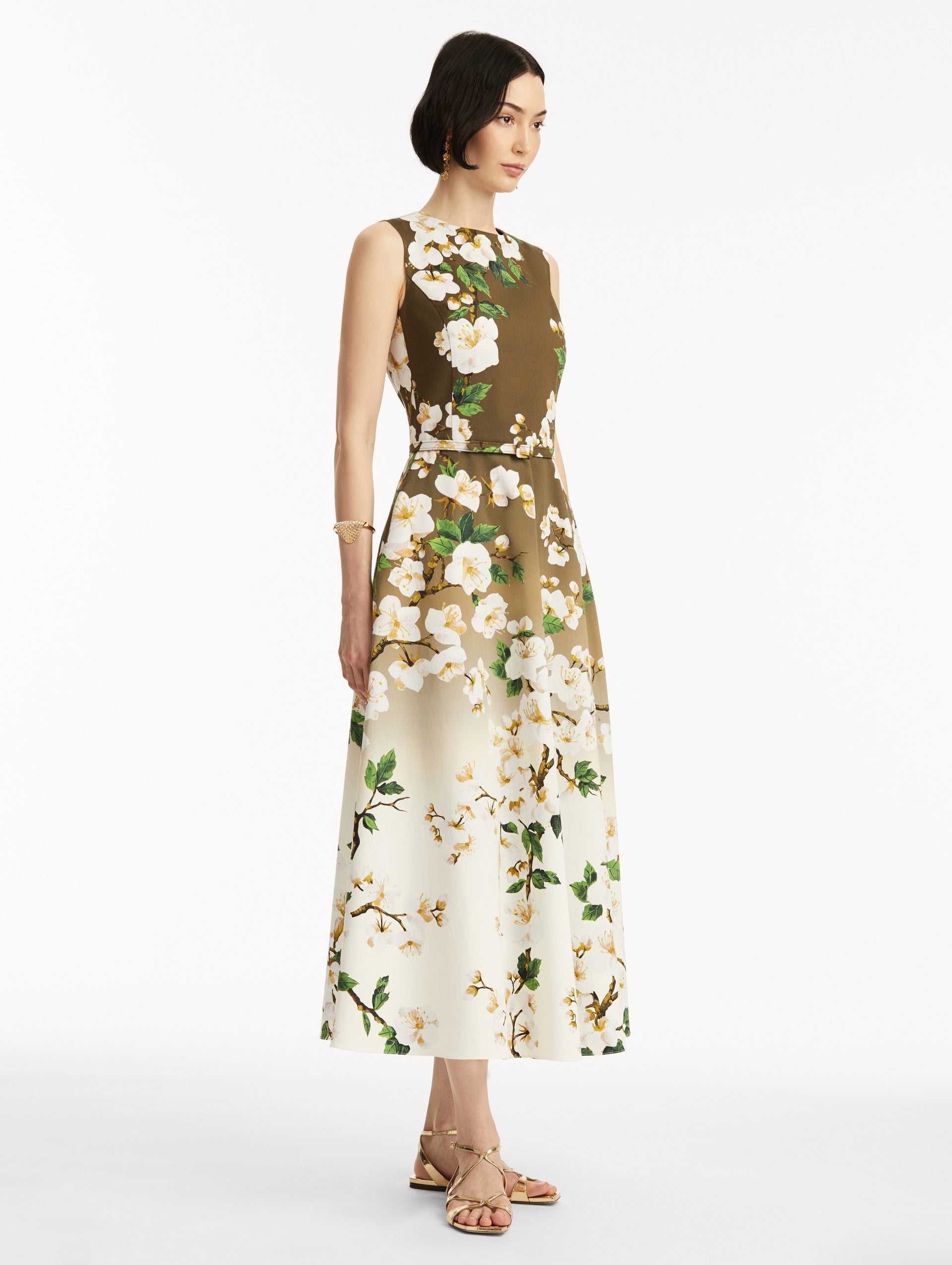 Ombré Cherry Blossom Floral Print Dress for Women - Spring Summer Casual Maxi Dress for Beach, Wedding & Party Occasions