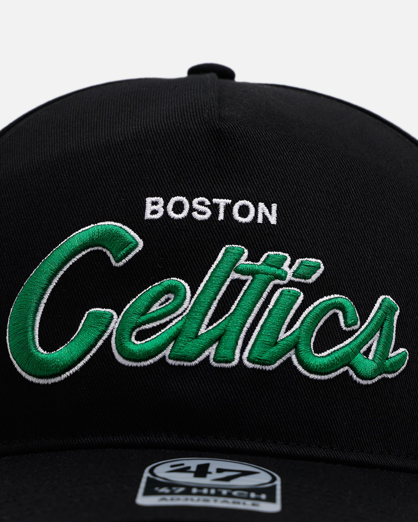 47 Brand Boston Celtics 'Black Dome Script' 47 Hitch Snapback Black Hat - Official NBA Licensed Adjustable Baseball Cap for Men & Women - Perfect for Basketball Games, Streetwear Fashion & Sports Fans