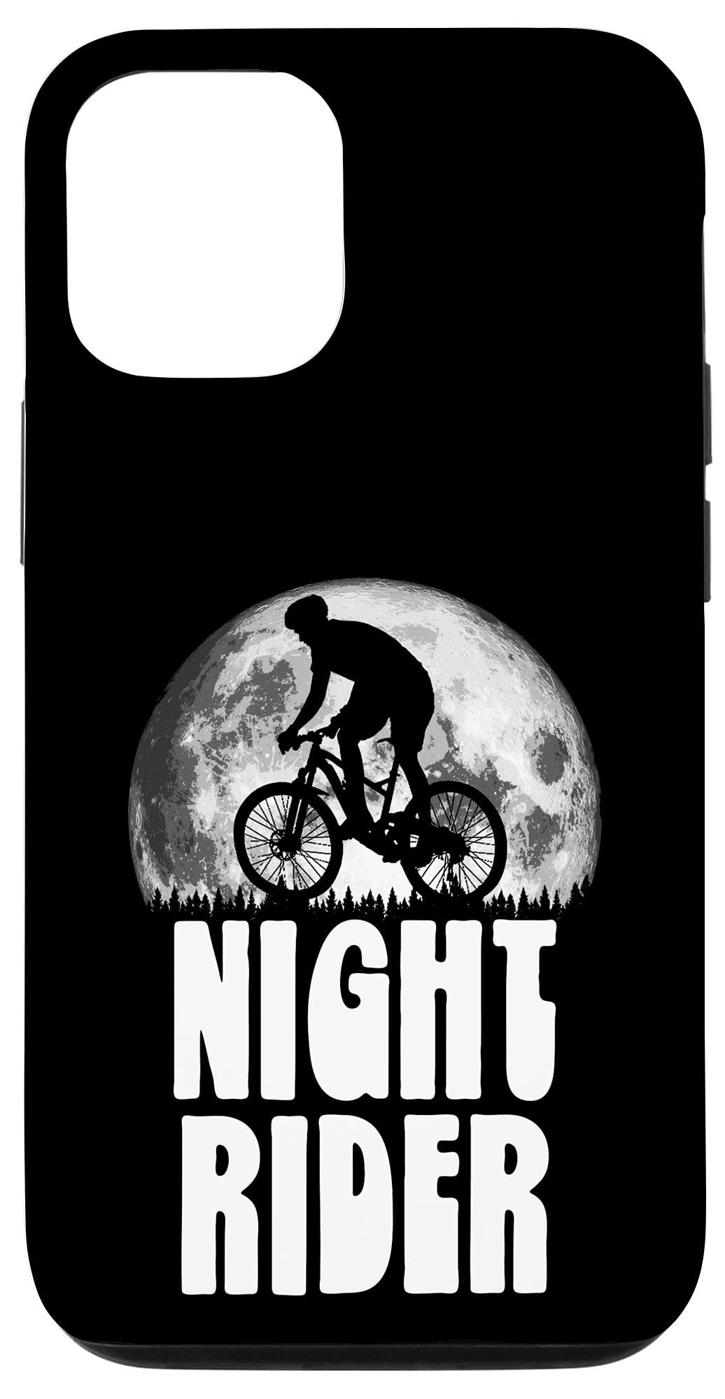 Vintage Mountain Biking iPhone 12/12 Pro Case - Retro Full Moon & Biker Design for Night Riders | Perfect for Cycling Enthusiasts & Outdoor Adventures