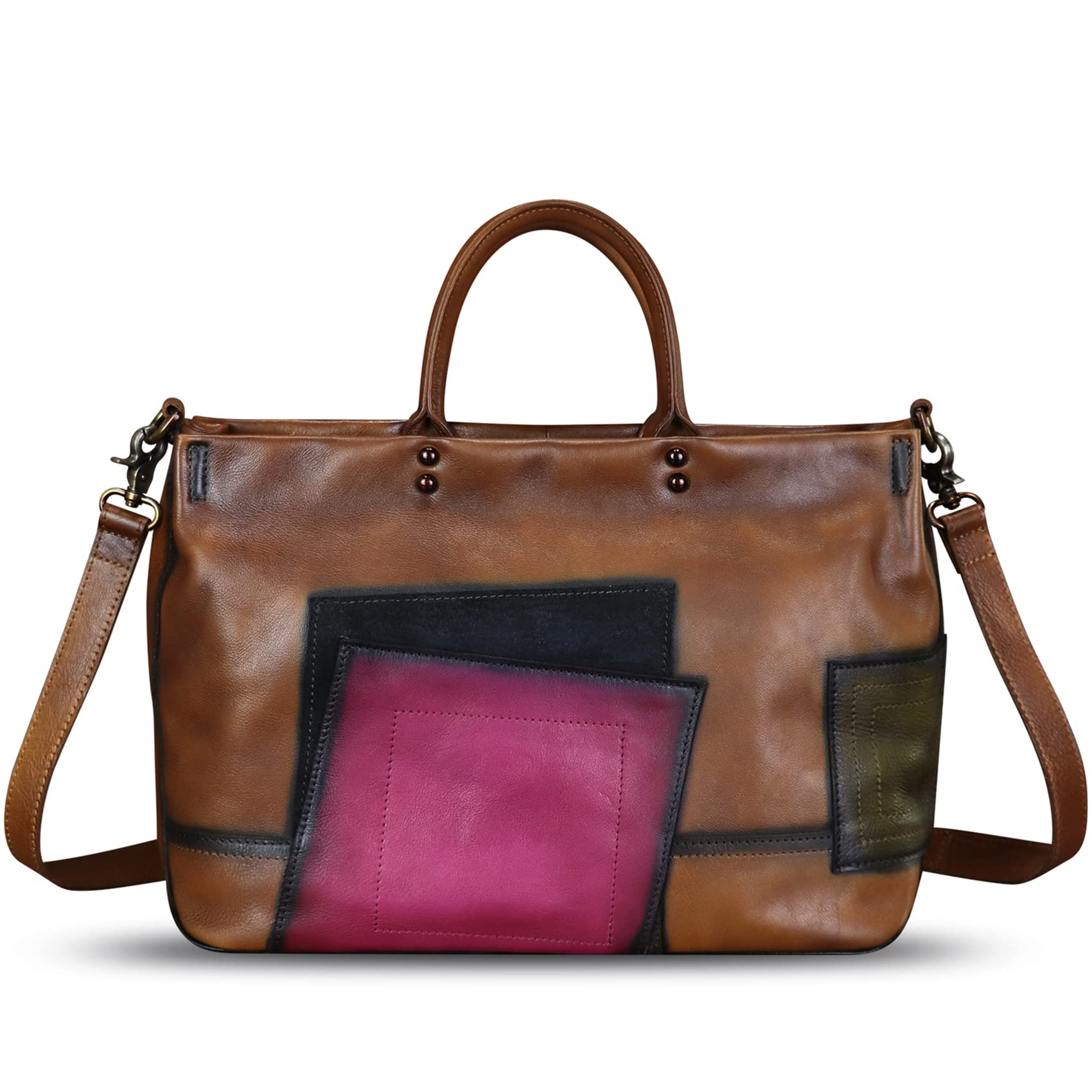 Genuine Leather Satchel for Women - Premium Handmade Work Tote Bag with Top Handle & Crossbody Strap - Perfect for Office, Travel & Everyday Use