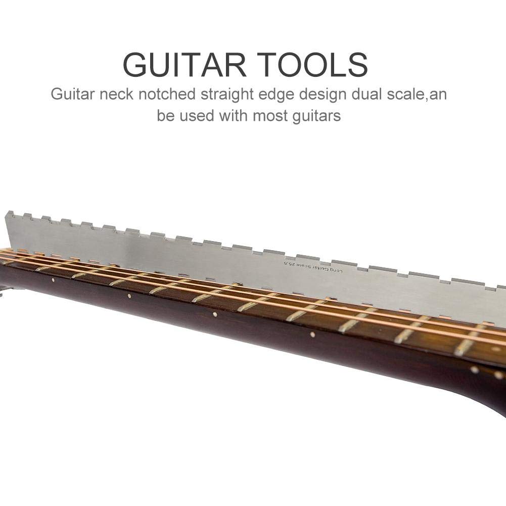 Fret Ruler for Guitar - Precision Fretboard Measuring Tool with Notched Design | Perfect for Measuring Fret/String Distance & Guitar Neck Repair | Essential Guitar Scale Tool for Luthiers & Musicians | Ideal for Guitar Setup, Maintenance & DIY Repairs