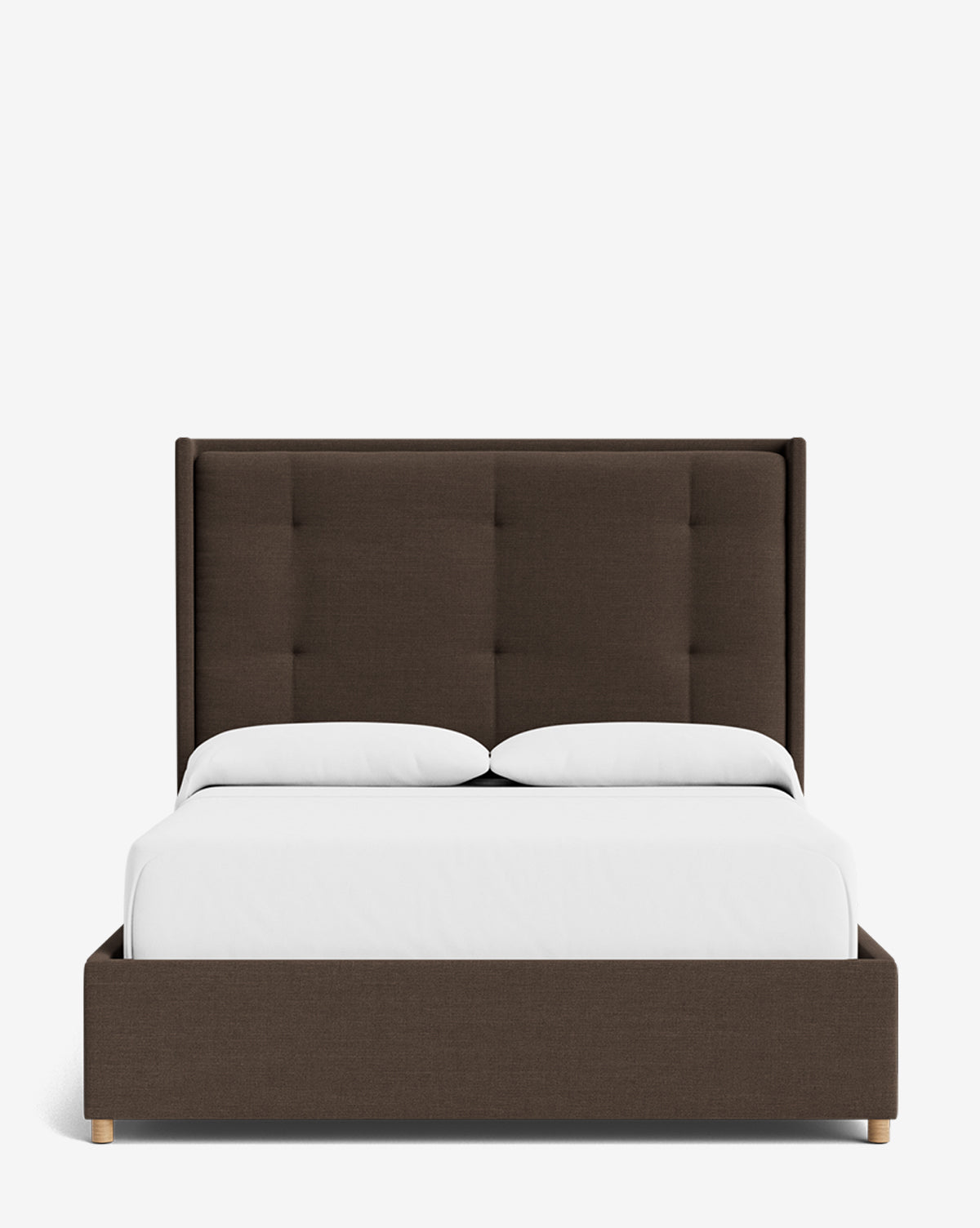 Luxury Ria Upholstered Bed Frame - Queen Size Platform Bed with Soft Fabric Headboard - Modern Bedroom Furniture for Master & Guest Rooms