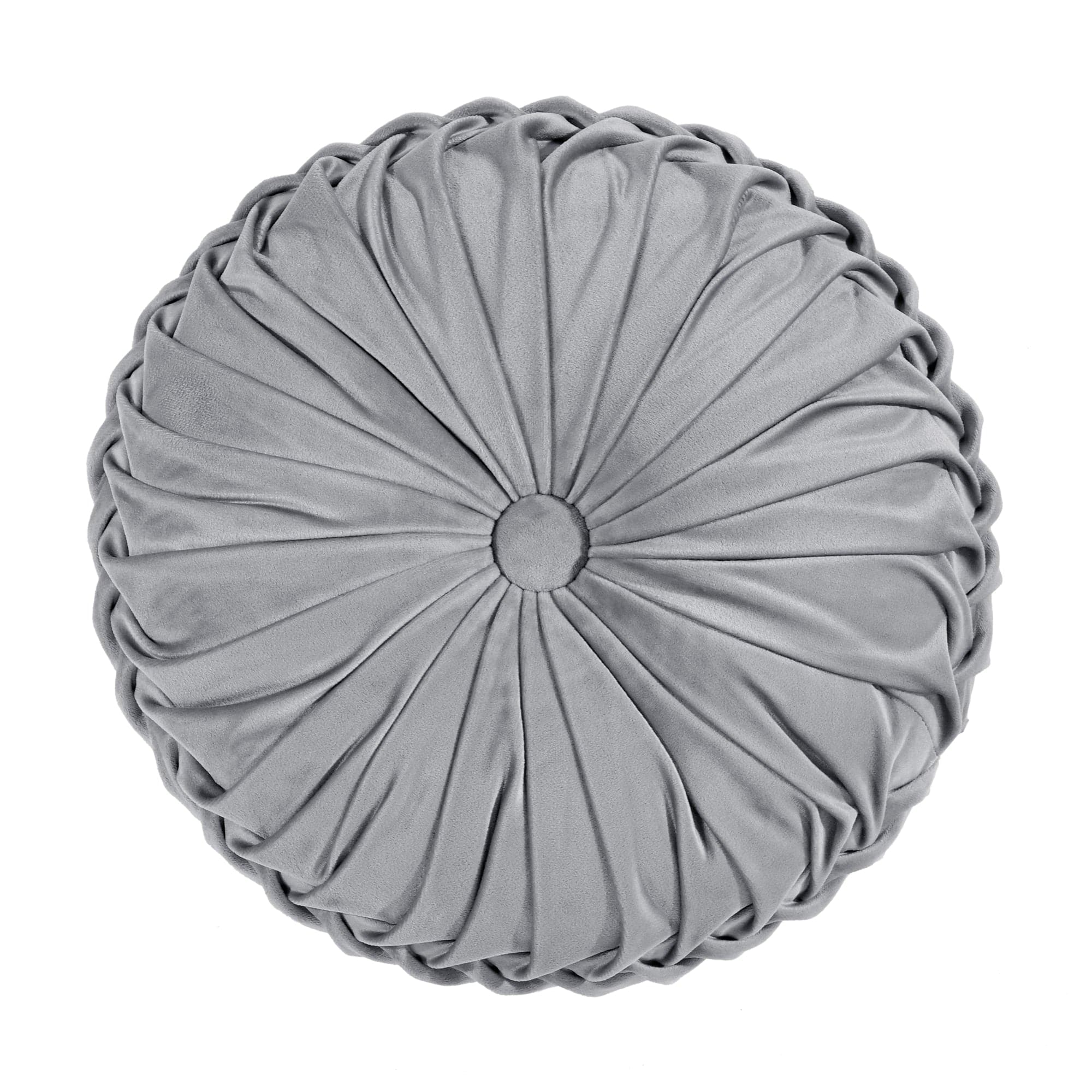 Round Pleated Soft Velvet Throw Pillow - Elegant Home Decor for Sofa, Bed & Couch - Cozy Accent Pillow for Living Room, Bedroom & Nursery