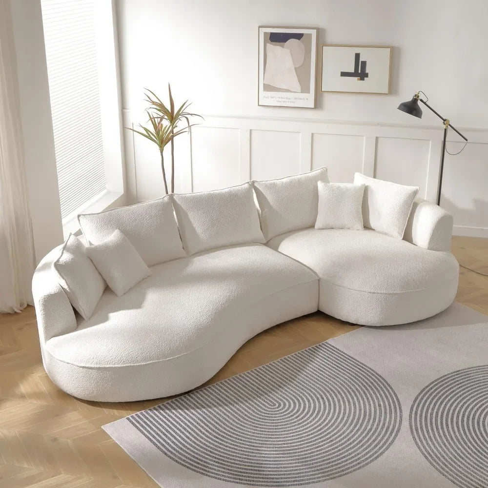 Luxury Curved Sectional Boucle Sofa Couch – Modern Upholstered Living Room Furniture for Comfortable Lounging & Stylish Home Decor | Perfect for Family Gatherings, Movie Nights & Contemporary Living Spaces