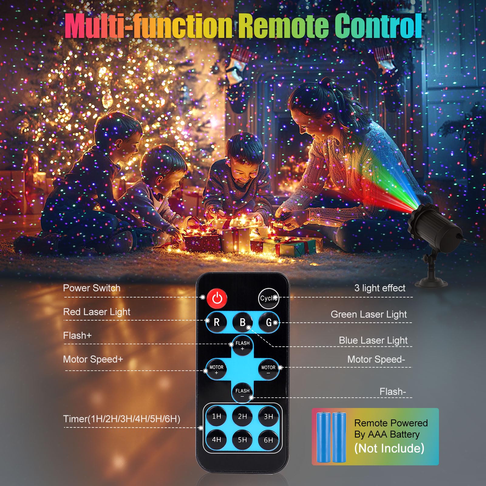 Waterproof Outdoor Laser Projector Lights with 12 RGB Effects, Remote Control & Timer - Perfect for Weddings, Christmas, Holiday Parties, Garden & Landscape Decor