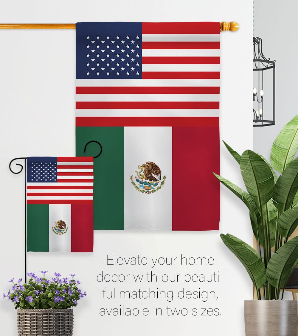 Americana Home & Garden Mexico-US Friendship House Flag - Double-Sided Decorative Banner for Yard, Garden & Patio - Made in USA - Perfect for International Country Pride & Regional Decor