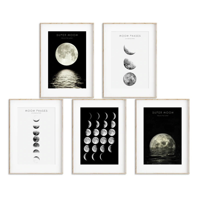 Moon Phases Canvas Posters - Lunar Cycle Wall Art Decor for Home, Office & Classroom - Perfect for Astronomy Lovers & Space Themed Rooms