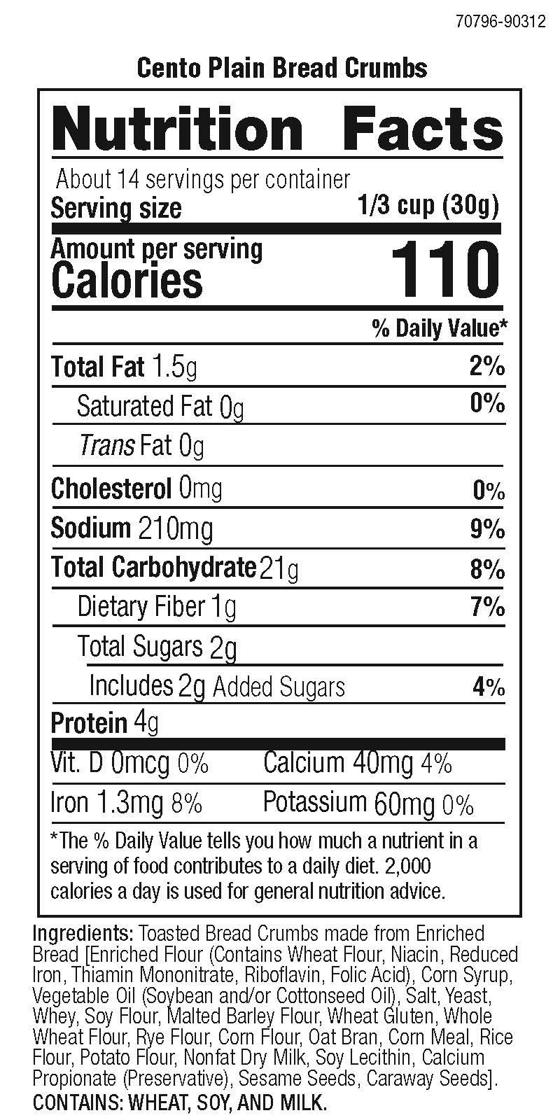 Cento Plain Bread Crumbs - 15oz Can (Pack of 12) | Italian-Style Panko for Cooking, Baking & Breaded Recipes - Perfect for Meatballs, Chicken Cutlets & Fish Frying