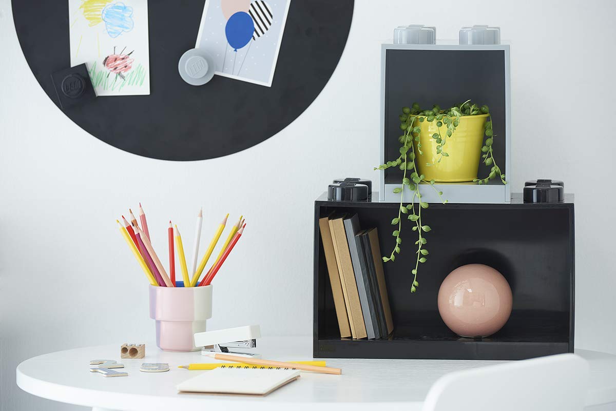 Room Copenhagen LEGO Brick Set with 4-Stud & 8-Stud Box Shelves in Black - Perfect for LEGO Storage, Display & Organization in Kids' Rooms & Play Areas