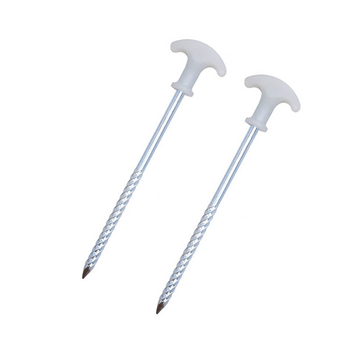 CLISPEED Heavy Duty Stainless Steel Tent Hooks 2Pcs - Glow in Dark Spiral Ground Nails for Camping, Hiking & Outdoor Adventures | Perfect for Securing Tents, Tarps & Canopies in Windy Conditions