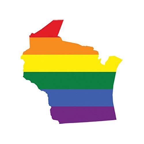 Wisconsin State Shaped LGBT Pride Car Magnet - Rainbow Flag Vinyl Bumper Sticker for Cars, Trucks & Coolers - Show Your WI Pride at Parades, Events & Daily Driving