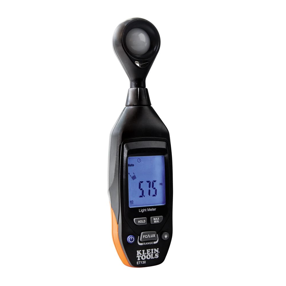 Klein Tools ET130 Digital Light Meter - Accurate Lux Measurement for Indoor/Outdoor Lighting, Photography & Film Production