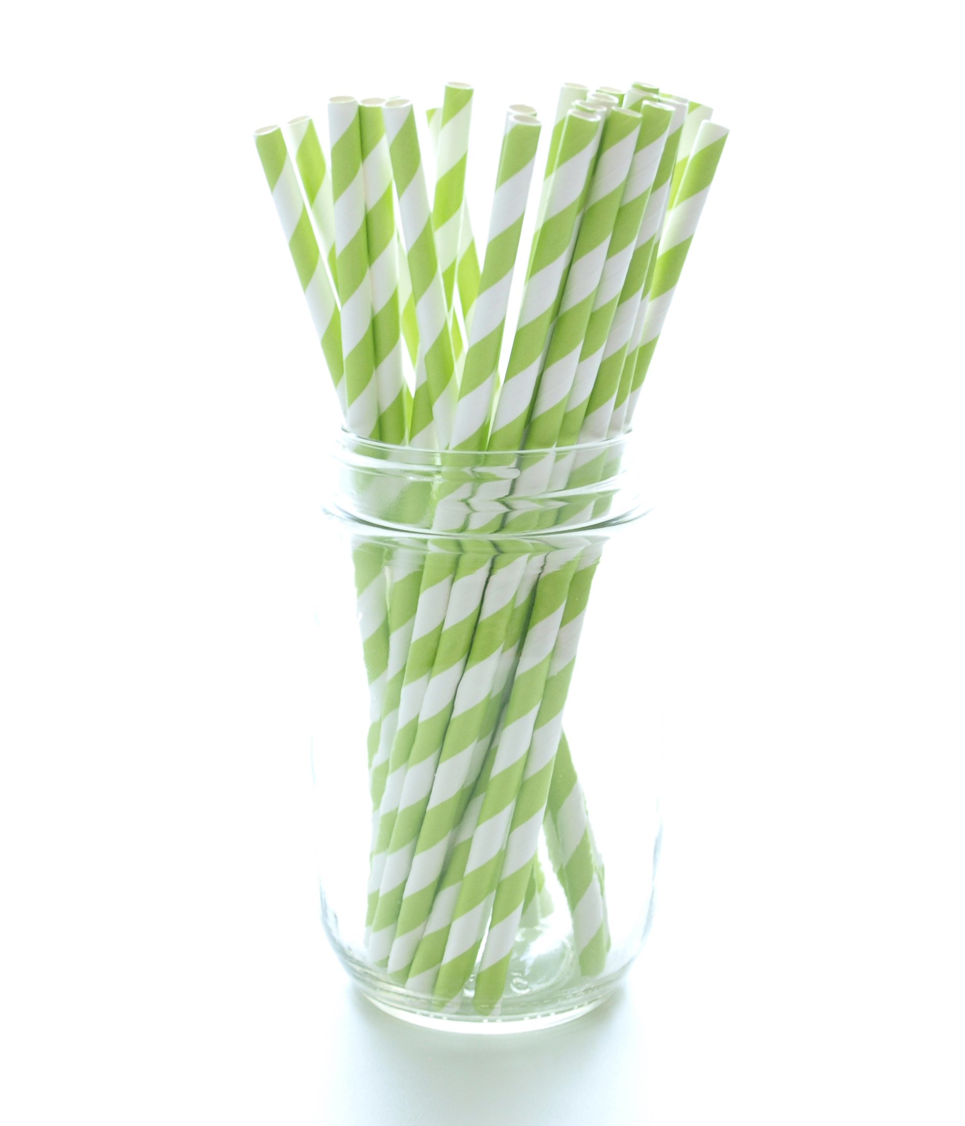 Vintage Green Striped Paper Drinking Straws - 25 Pack | Eco-Friendly Disposable Soda Straws for Parties, Christmas, Weddings & 4th of July Celebrations - Perfect for Milkshakes, Cocktails & Lemonade Stands