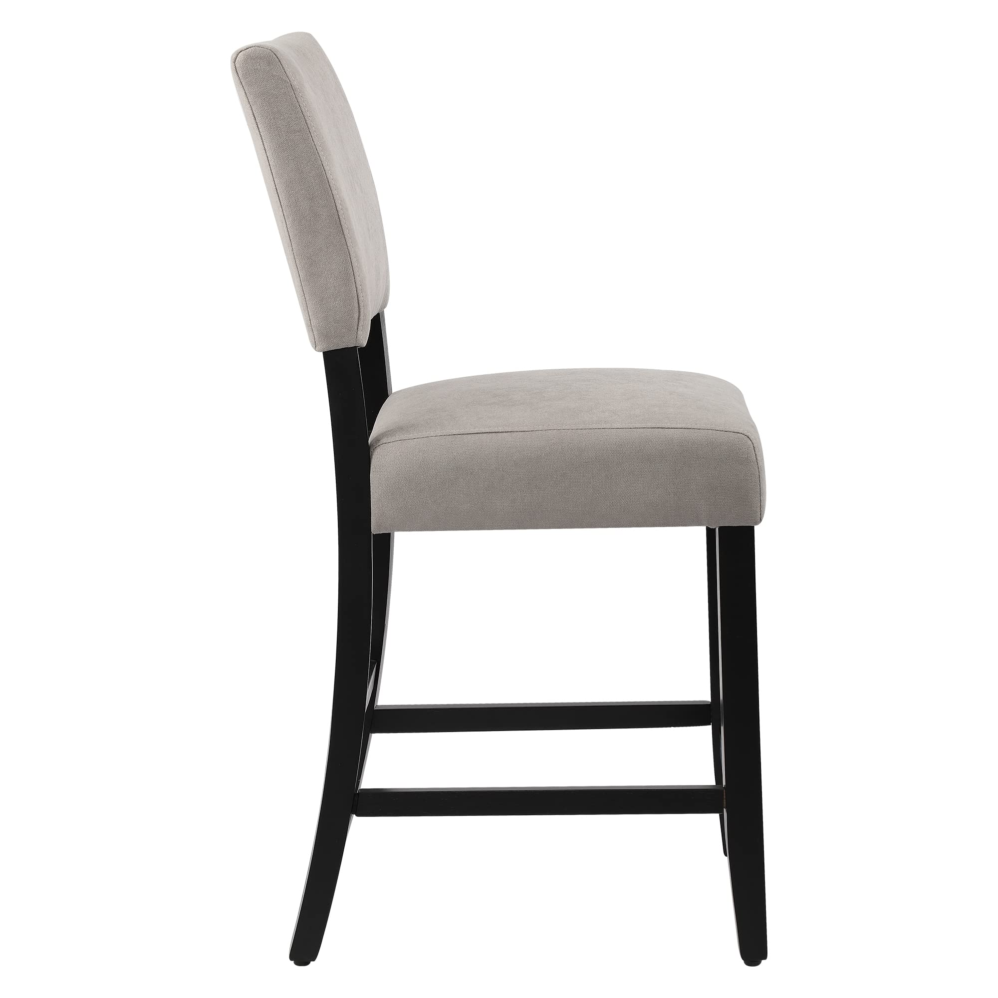 DAGONHIL 24 Inch Counter Height Bar Stools Set of 2 - Upholstered Kitchen Island Stools with Wooden Legs & Soft Towel Fabric (Gray) - Perfect for Breakfast Bars, Kitchen Islands & Home Bars