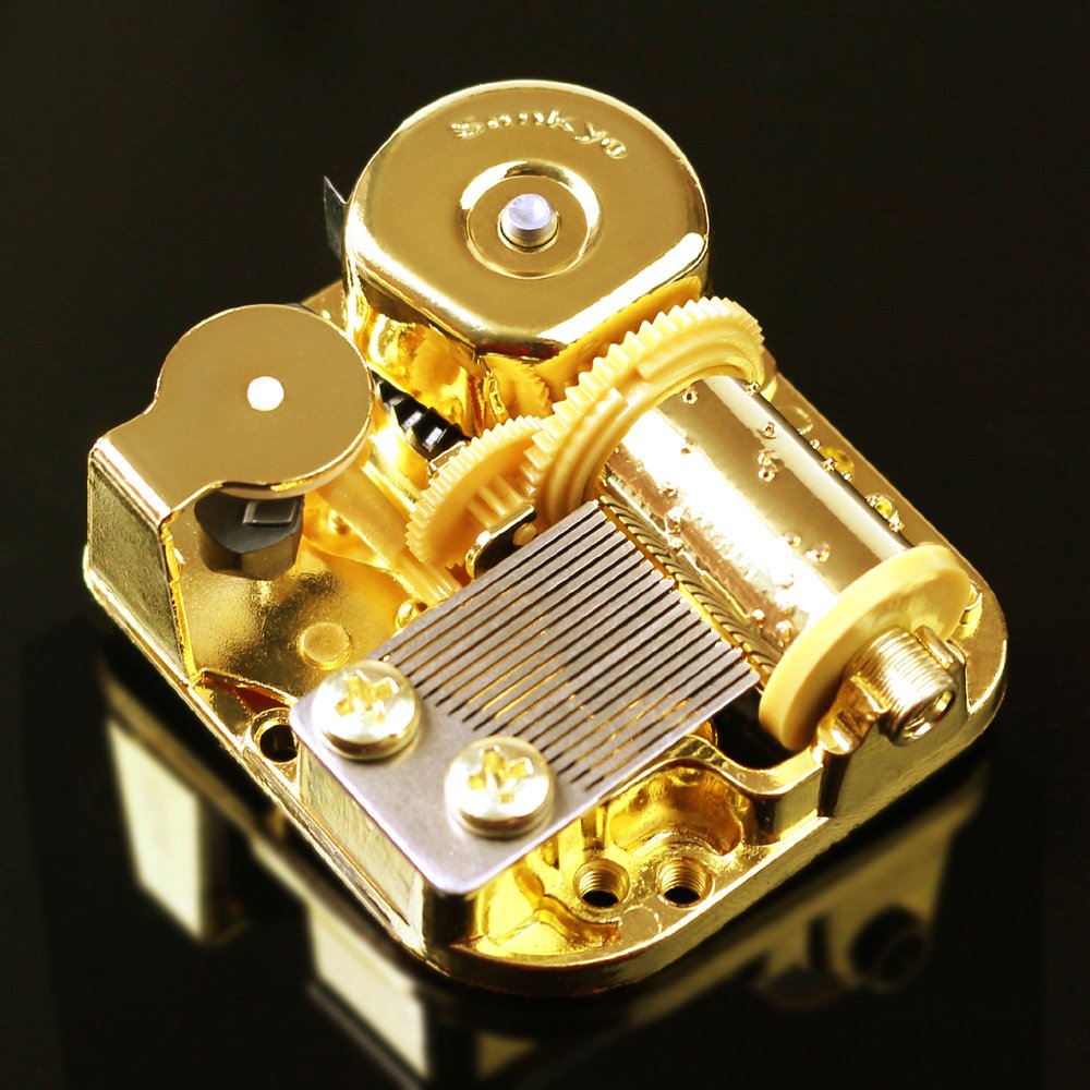 Sinzyo® Sankyo 18-Note Musical Movement - Gold-Plated Canon Music Box Mechanism with Multiple Tune Options - Perfect for Jewelry Boxes, DIY Crafts & Gift Decorations