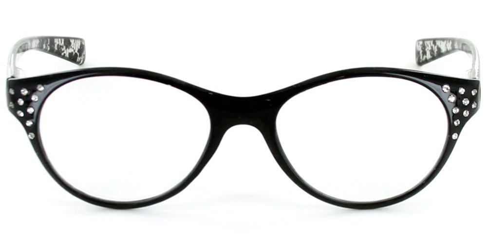 Crystal Lace Cateye Reading Glasses for Women - Multicolored Demi Frames, +1.25 Magnification, Fashionable Eyewear (Black) - Perfect for Reading, Office Work, and Stylish Everyday Wear