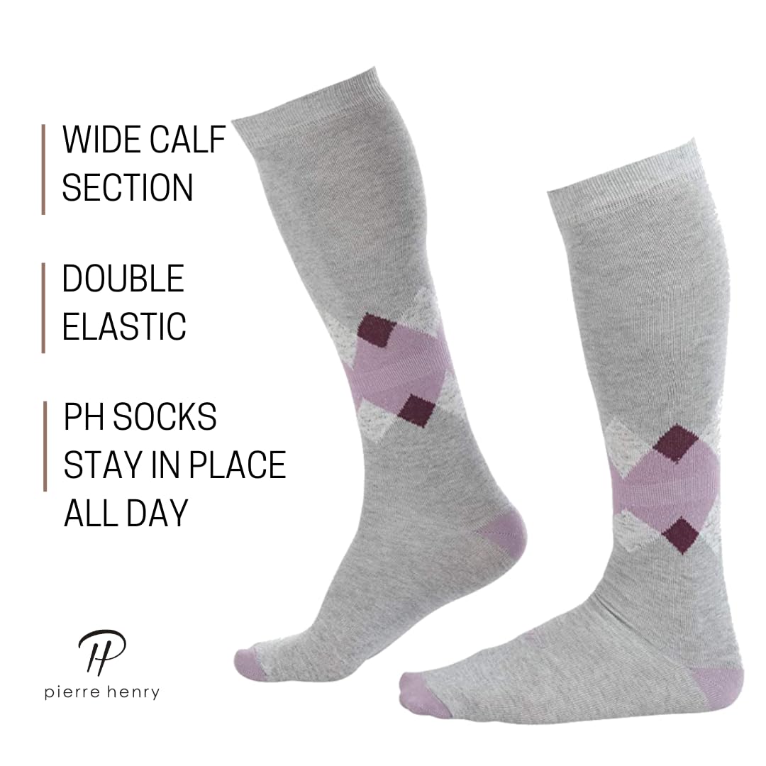 Premium Men's Over the Calf Dress Socks (3-Pack) - Soft Cotton Long Socks That Stay Up 12+ Hours - Ideal for Business, Office & Formal Occasions