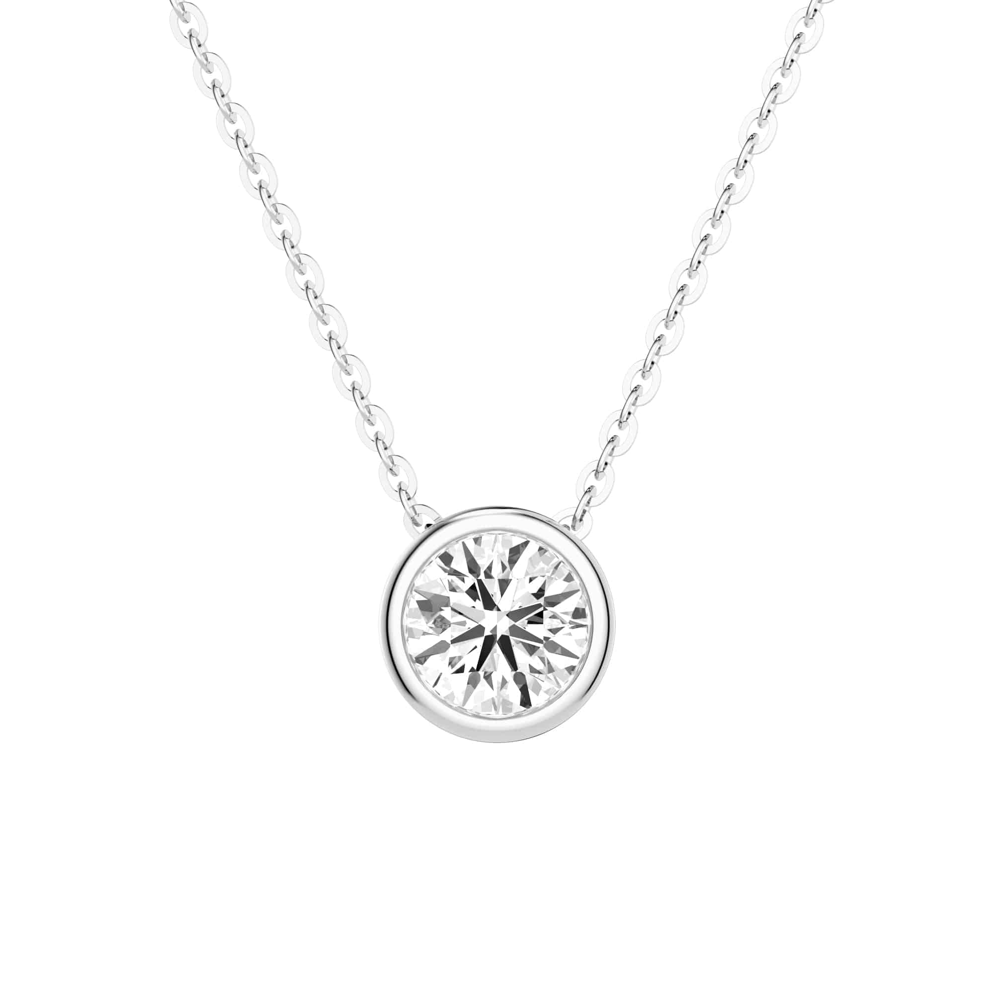 1 CT Round Cut Moissanite Bezel Set Pendant Necklace - Elegant Solitaire Jewelry for Women, Perfect for Weddings, Anniversaries & Special Occasions
