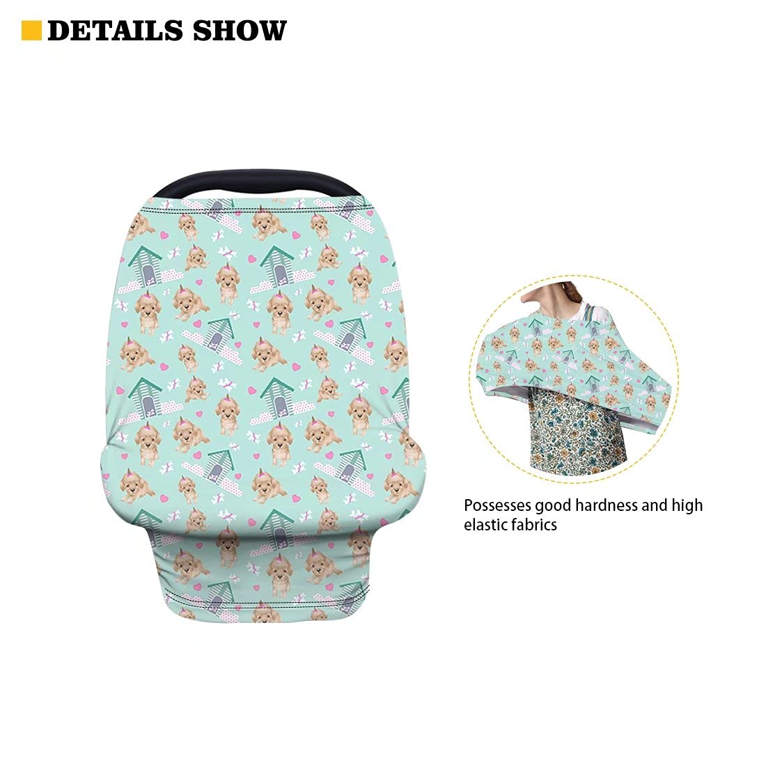 Pink Blossom Floral Print Baby Car Seat Cover - Stretchy Breathable Infant Car Seat Canopy & Nursing Cover for Stroller, Shopping Cart, High Chair - Perfect for Breastfeeding, Outings & Travel