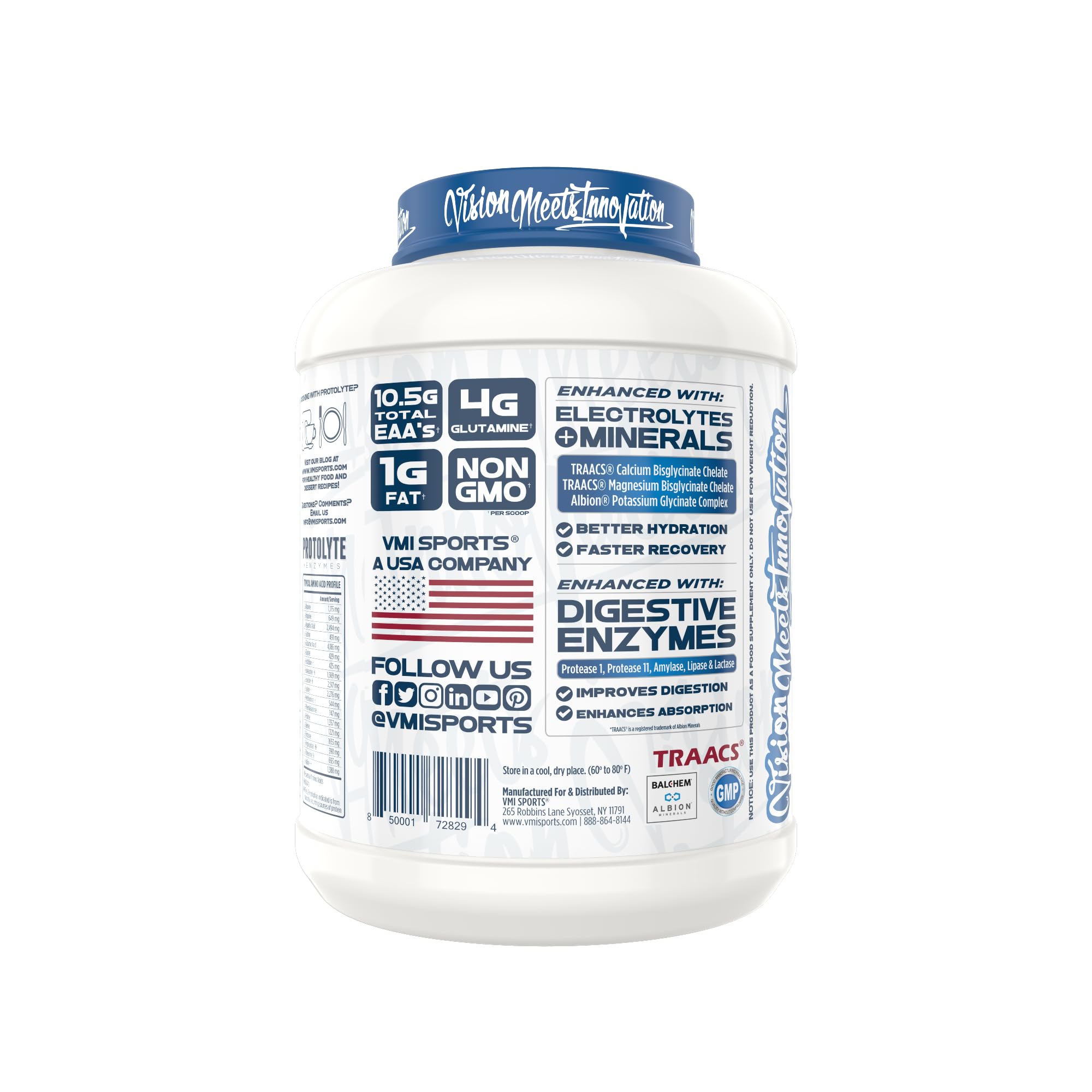 VMI Sports Protolyte 100% Whey Protein Isolate Powder with Electrolytes & Digestive Enzymes | Zero Sugar Keto & Lactose Free | 21-25g Protein per Serving for Muscle Growth, Recovery & Hydration | Ideal for Post-Workout, Weight Management & Active Lifestyle